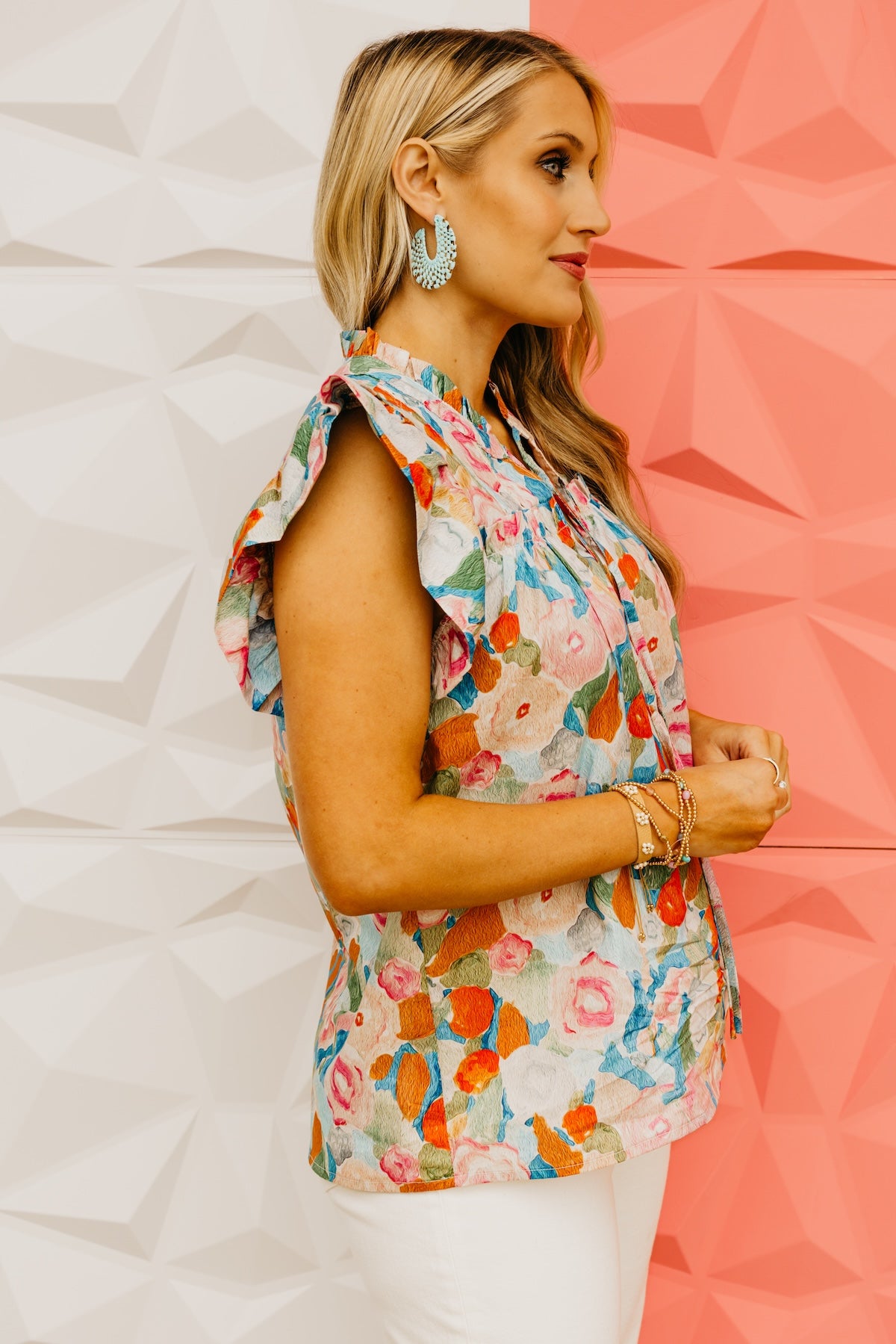The Harvey Floral Flutter Sleeve Top