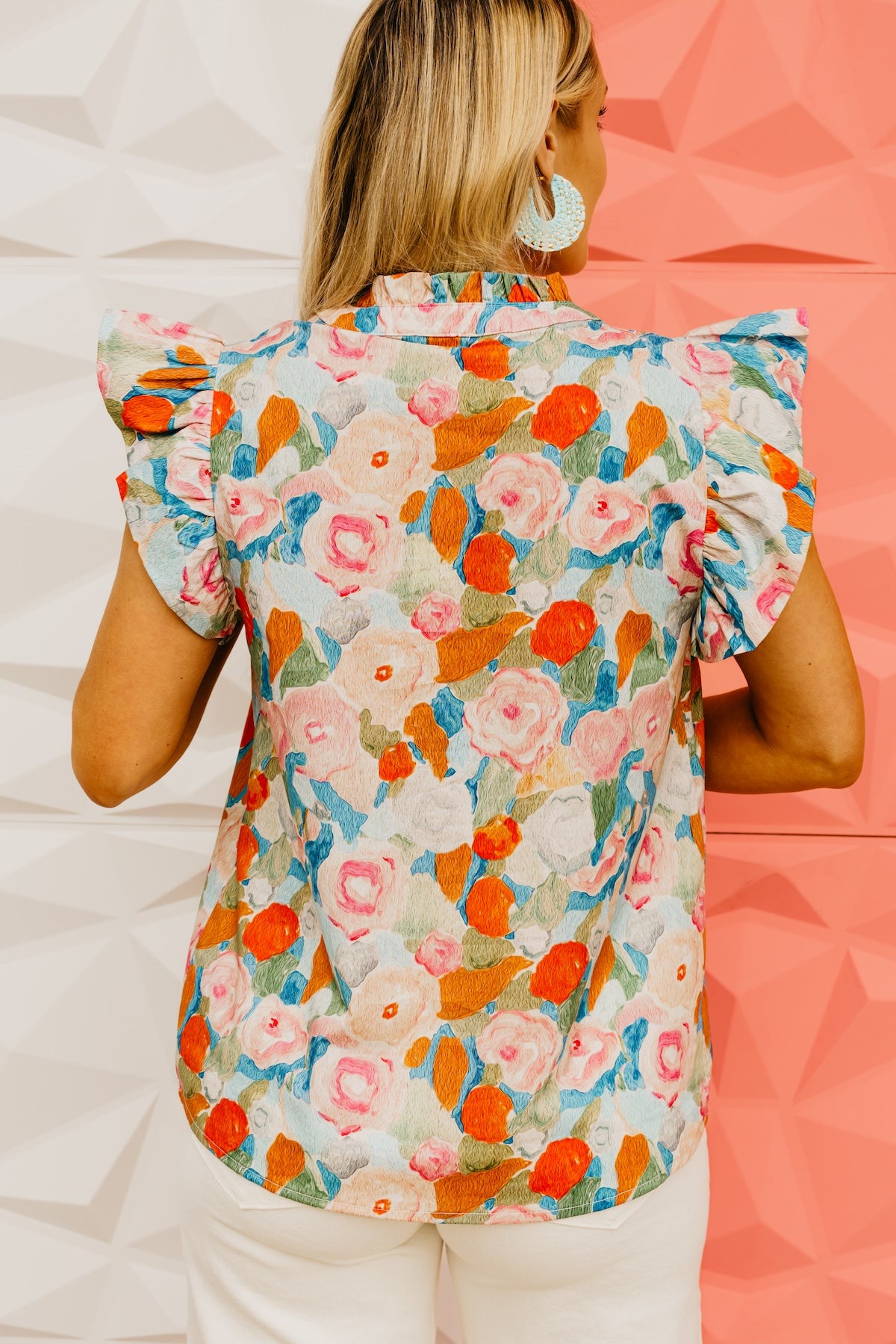 The Harvey Floral Flutter Sleeve Top