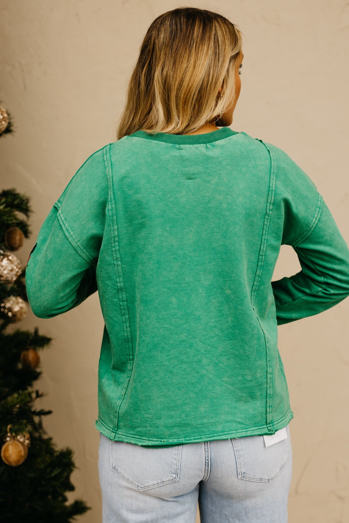 The Ledger Mistletoe Embroidered Mineral Sweatshirt