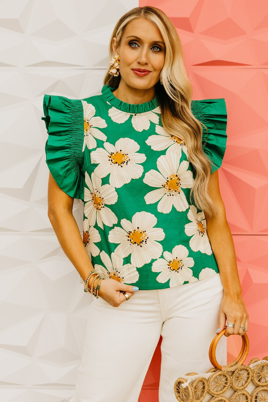 The Clark Floral Flutter Sleeve Top