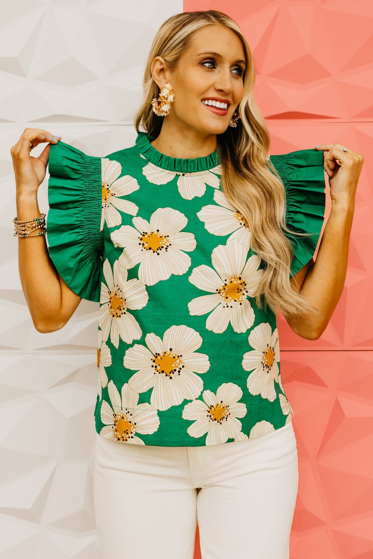 The Clark Floral Flutter Sleeve Top