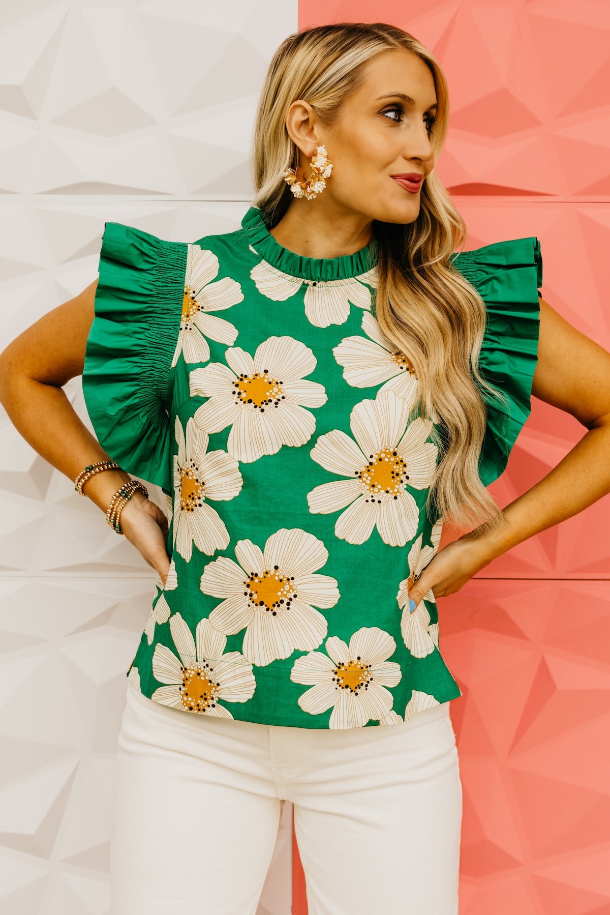 The Clark Floral Flutter Sleeve Top