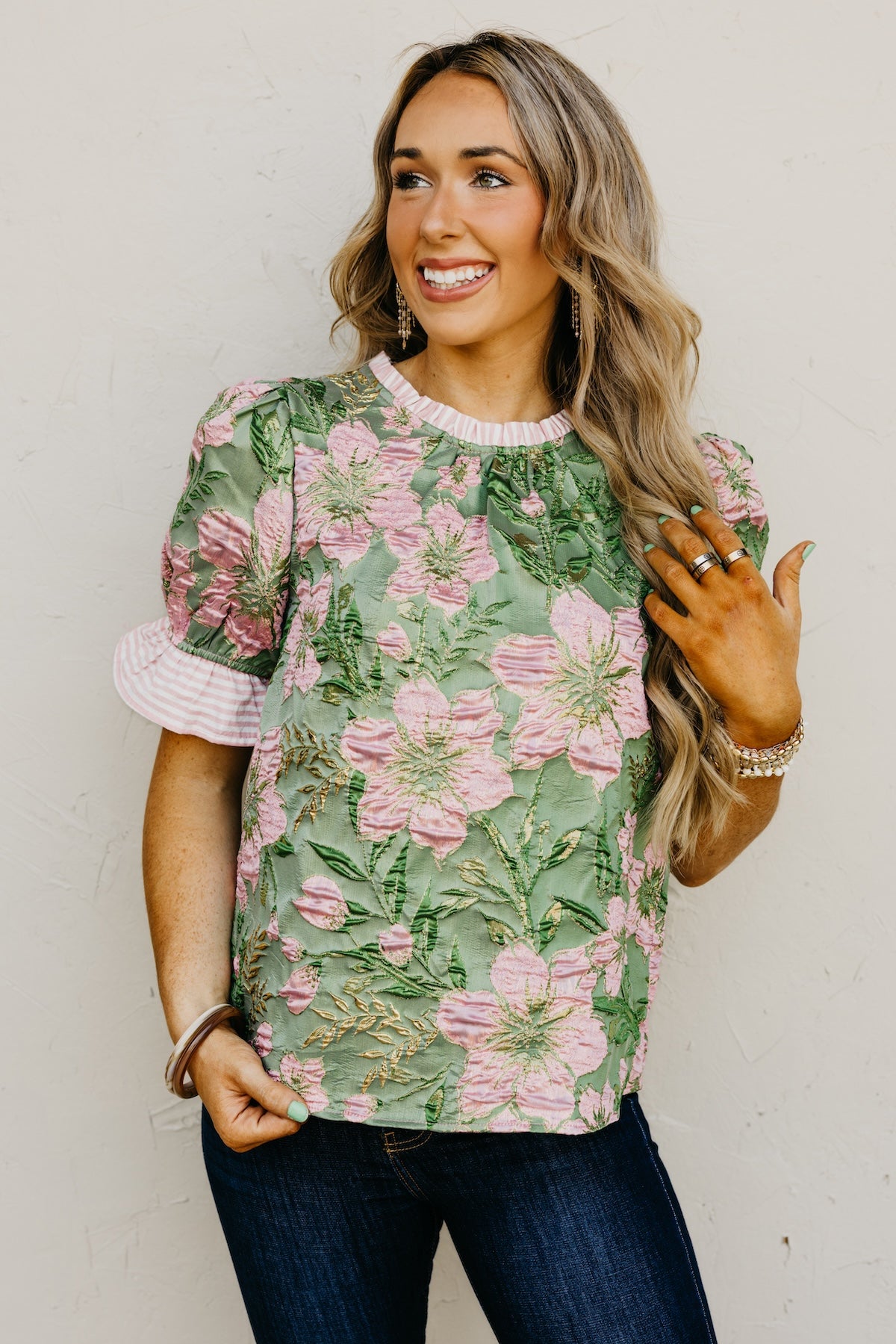 The Layla Jacquard Floral Top