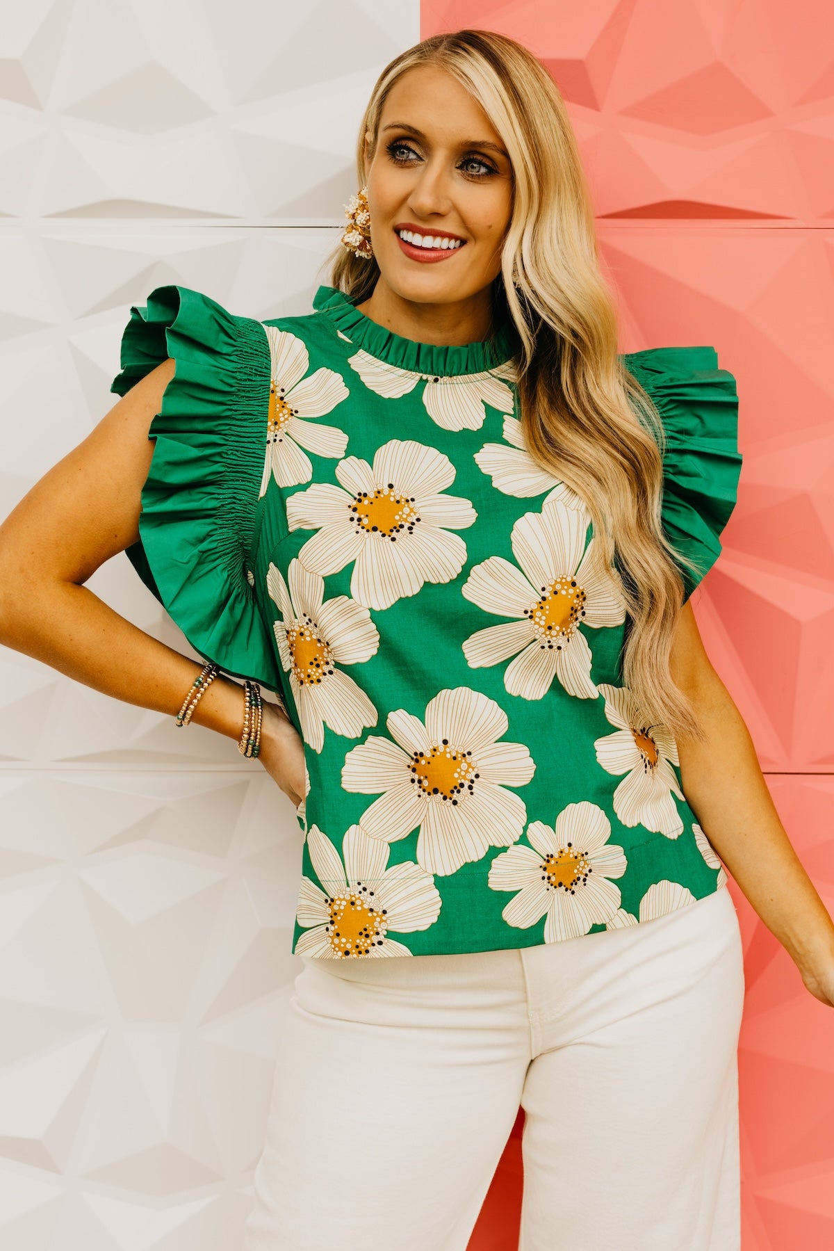 The Clark Floral Flutter Sleeve Top
