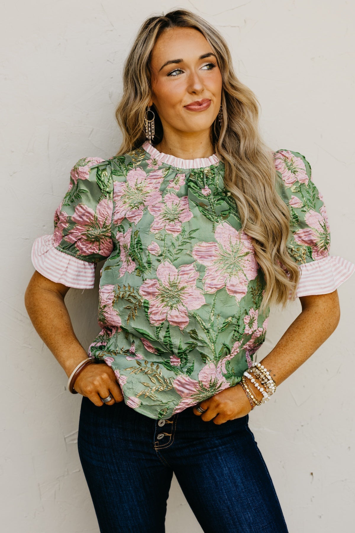 The Layla Jacquard Floral Top