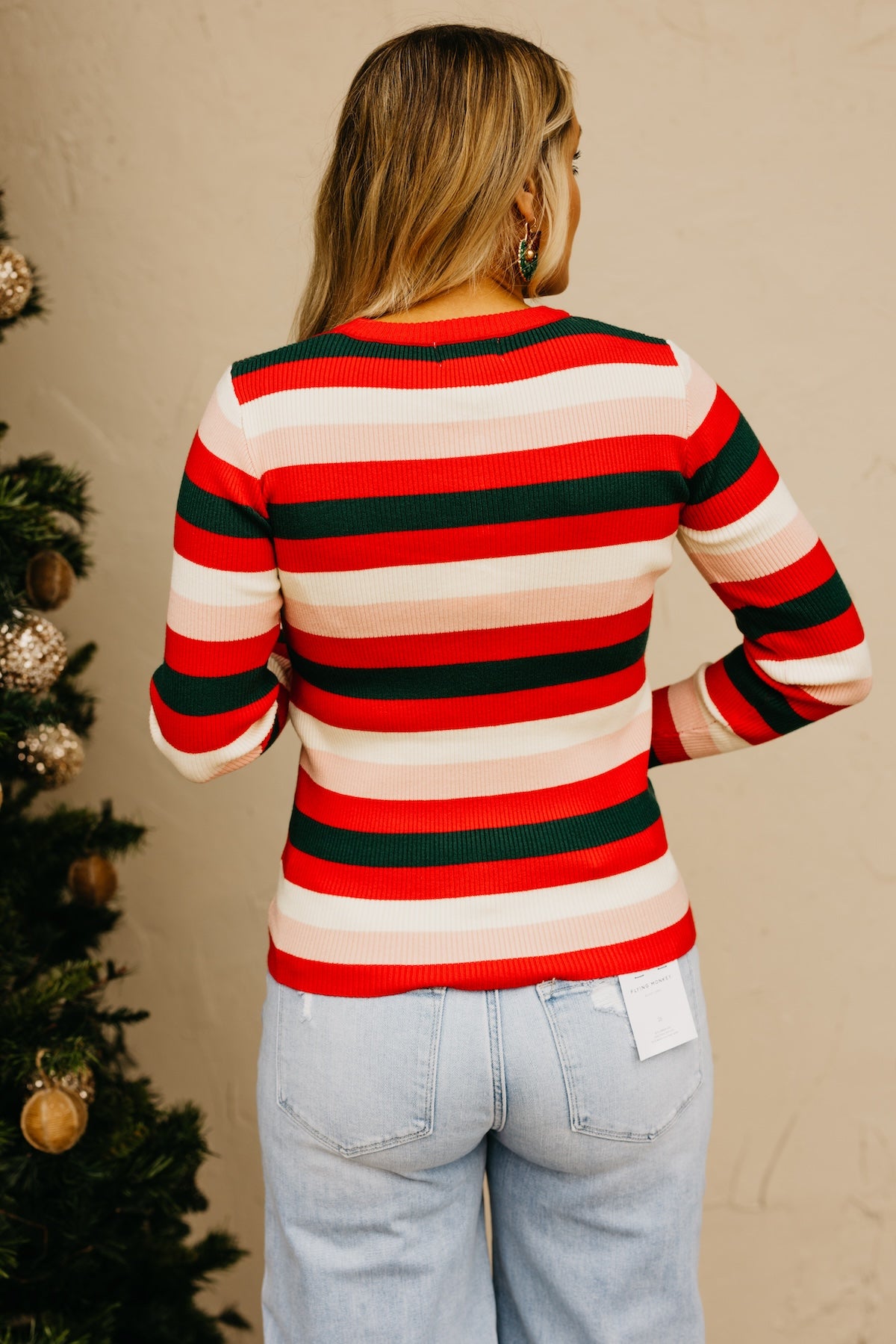 The Ayden Festive Striped Henley Top