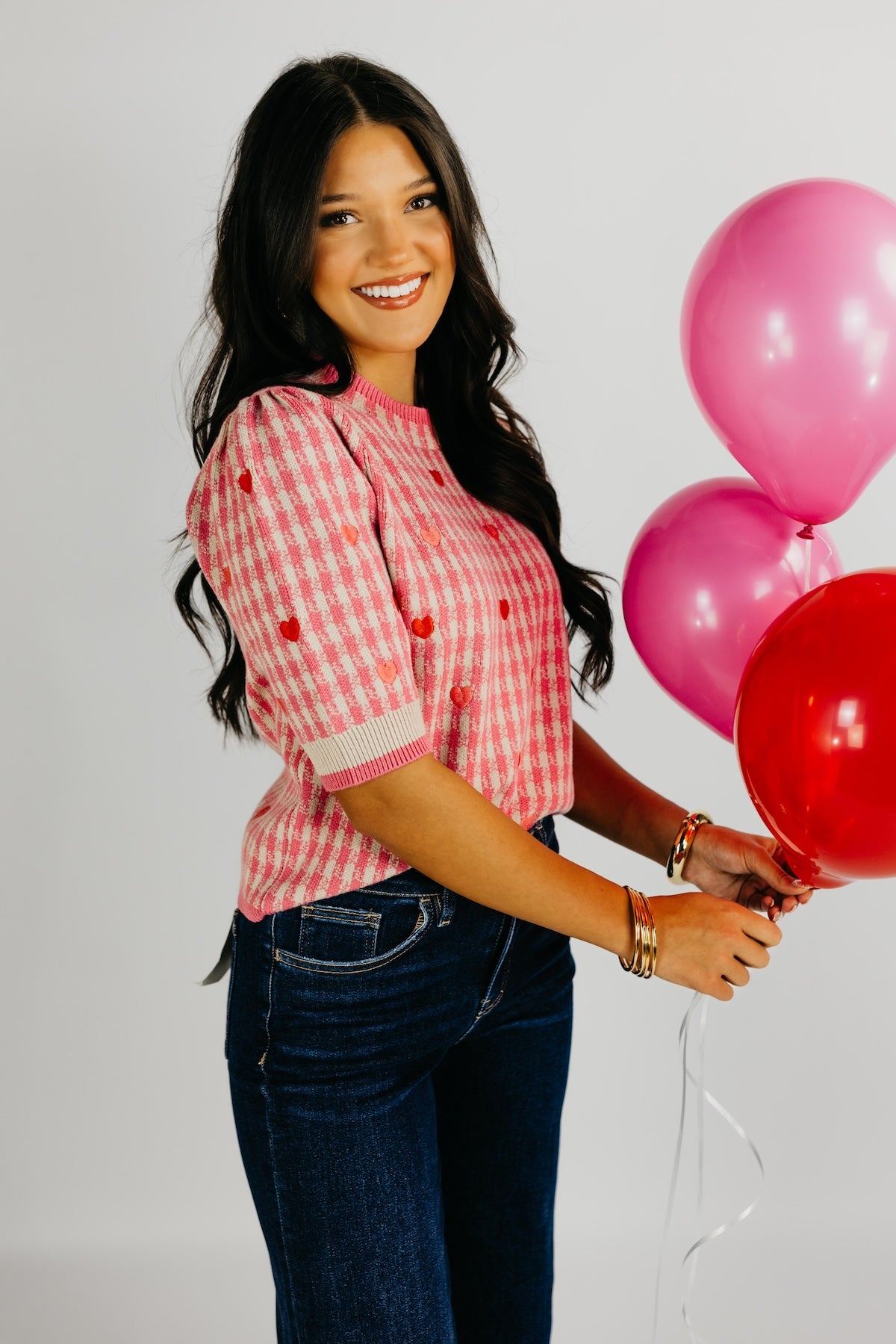 The Lincoln Embroidered Hearts Knit Top