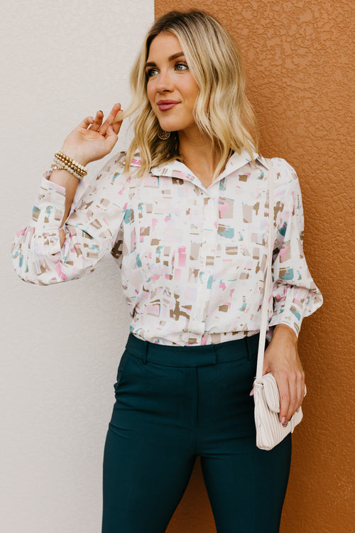 The Terrance Abstract Button Up Blouse