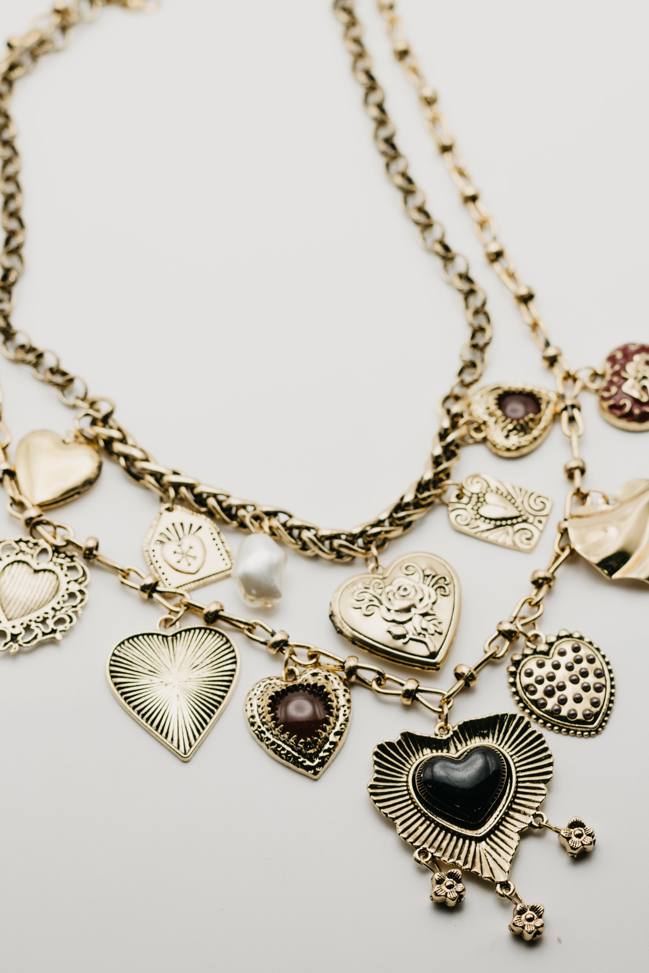 The Hearts Duo Charm Necklace Set