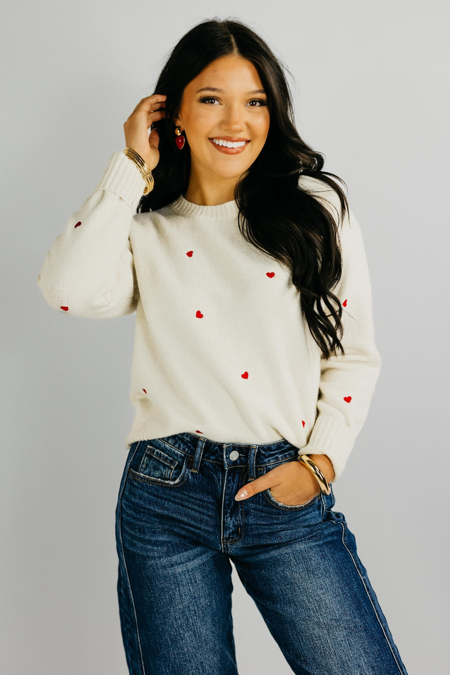 The Andrew Embroidered Hearts Sweater