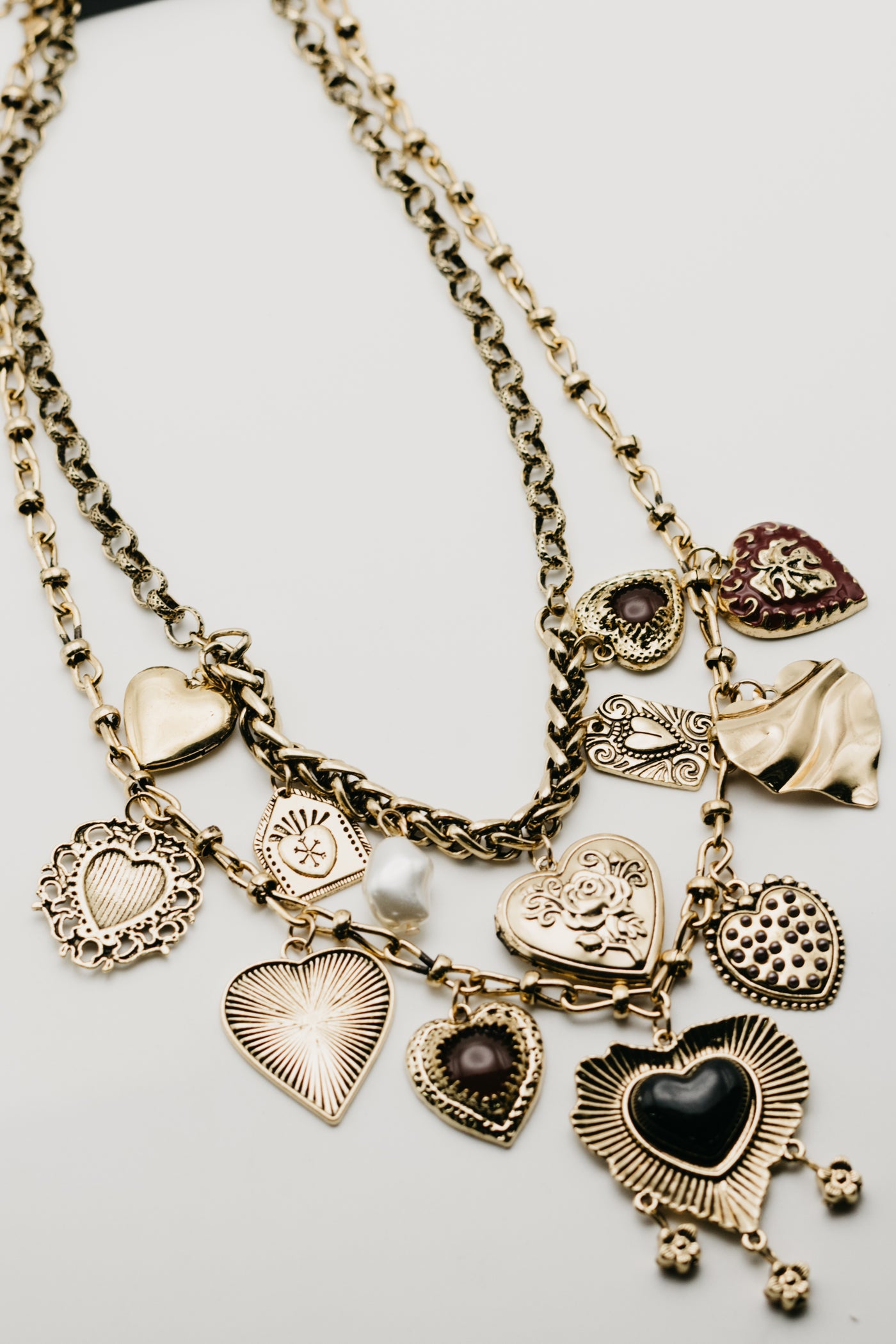 The Hearts Duo Charm Necklace Set