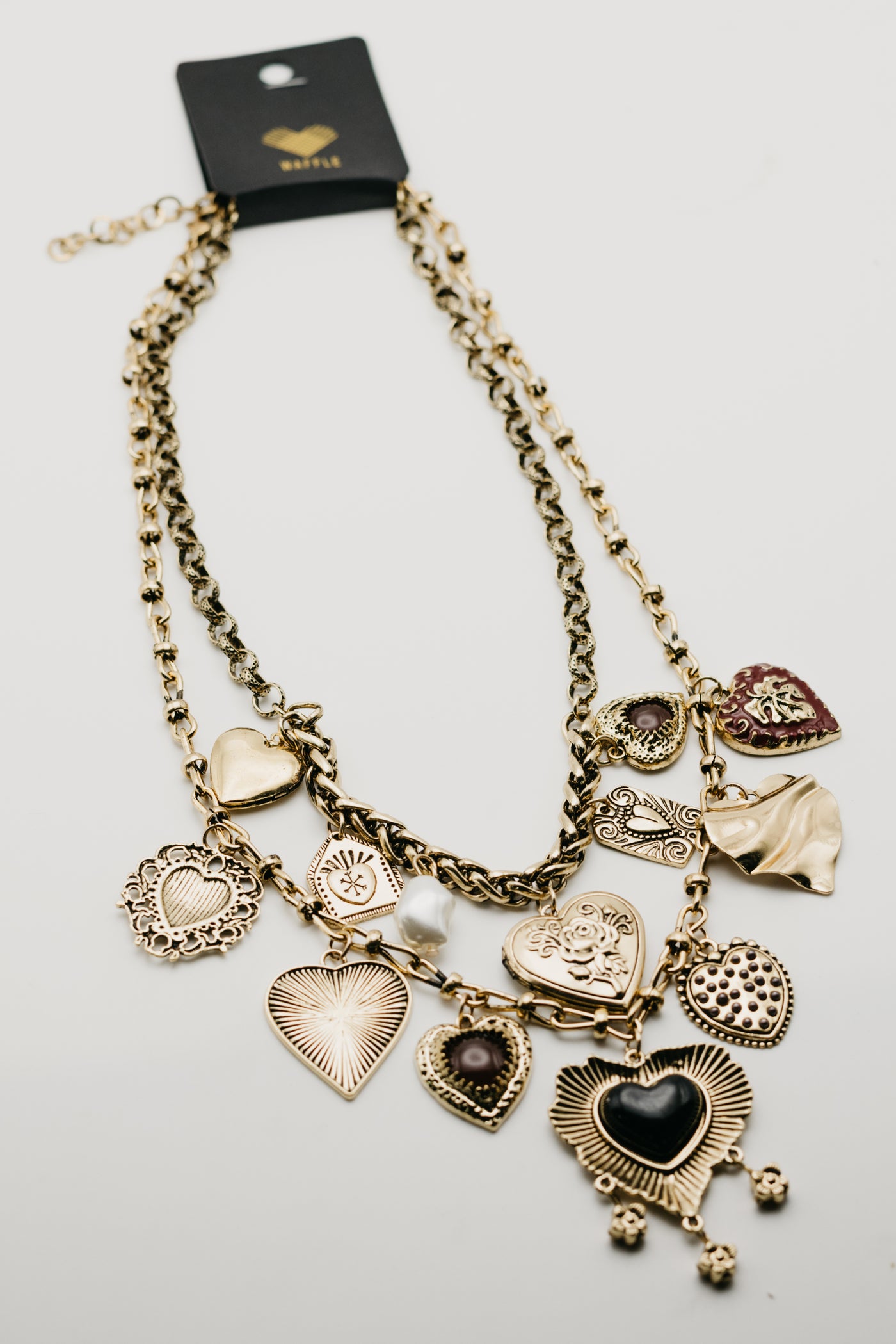 The Hearts Duo Charm Necklace Set