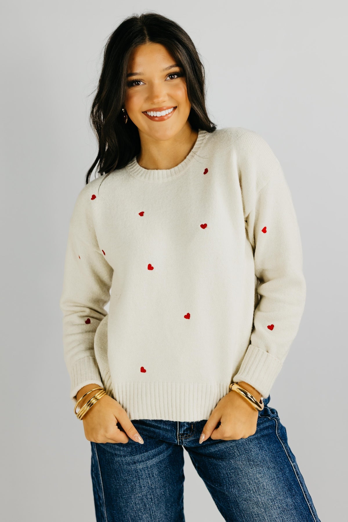The Andrew Embroidered Hearts Sweater