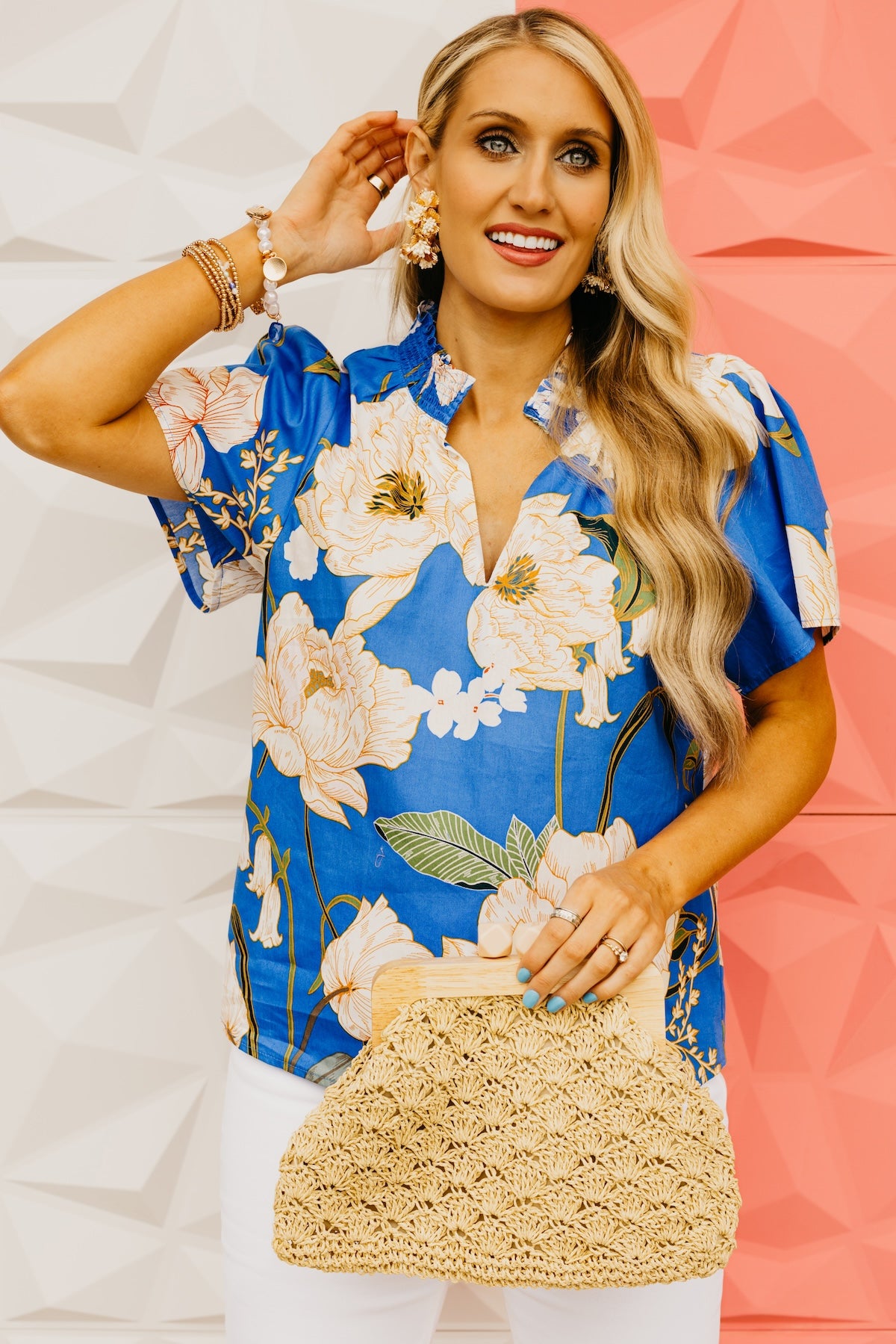 The Viviana Floral Mock Neck Top