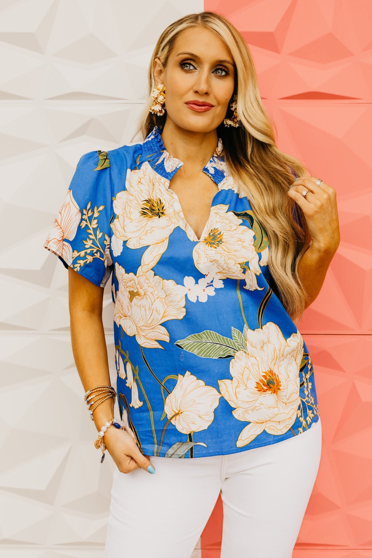 The Viviana Floral Mock Neck Top