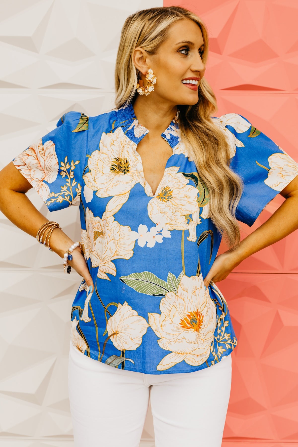 The Viviana Floral Mock Neck Top