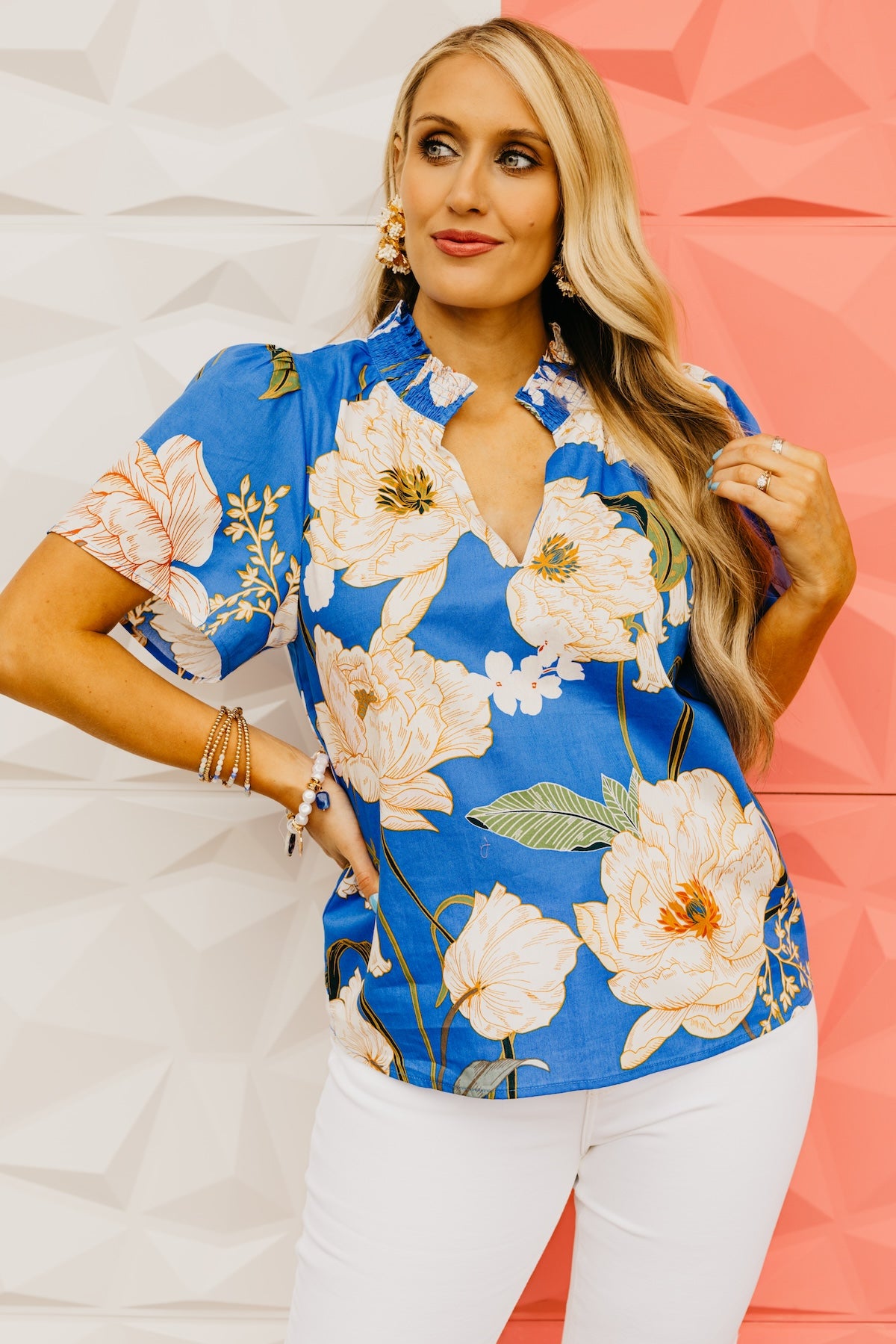 The Viviana Floral Mock Neck Top