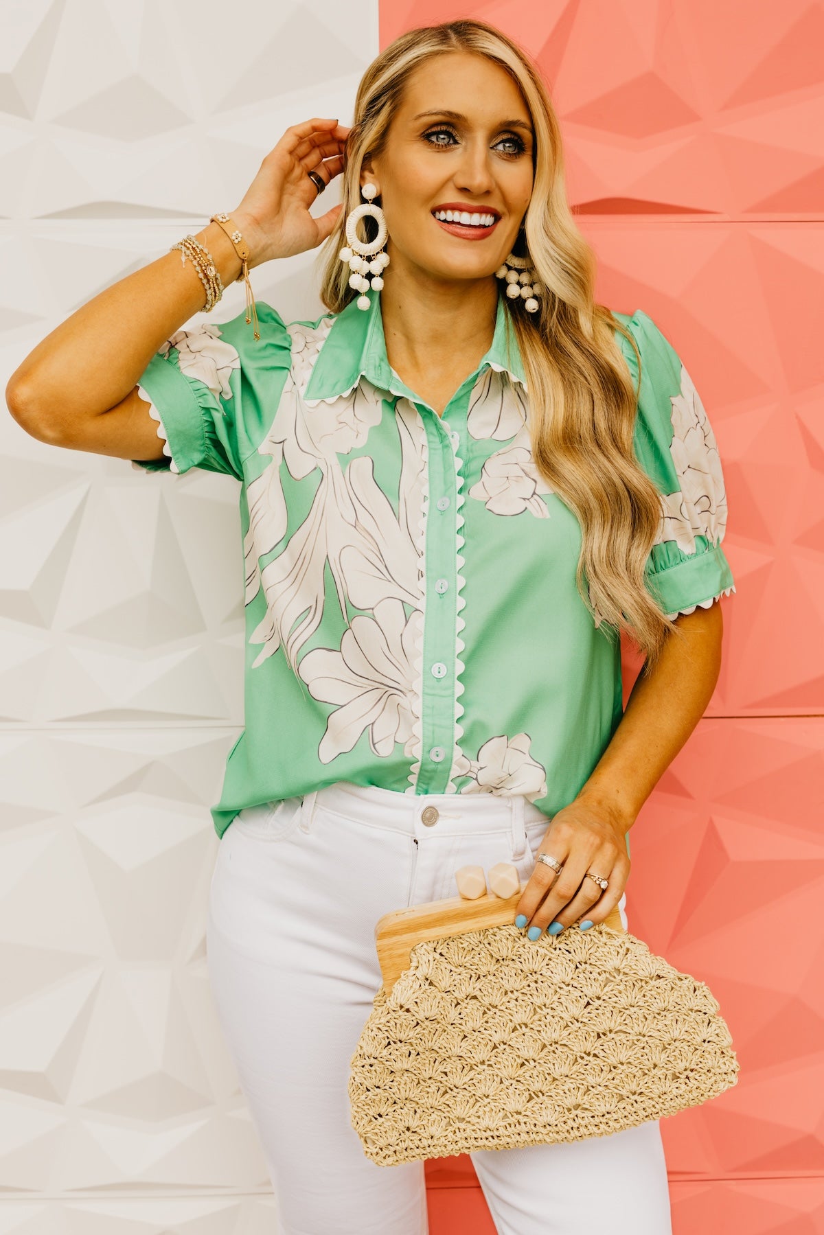 The Luciana Floral Ric Rac Blouse