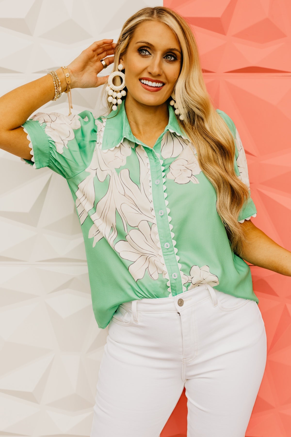 The Luciana Floral Ric Rac Blouse