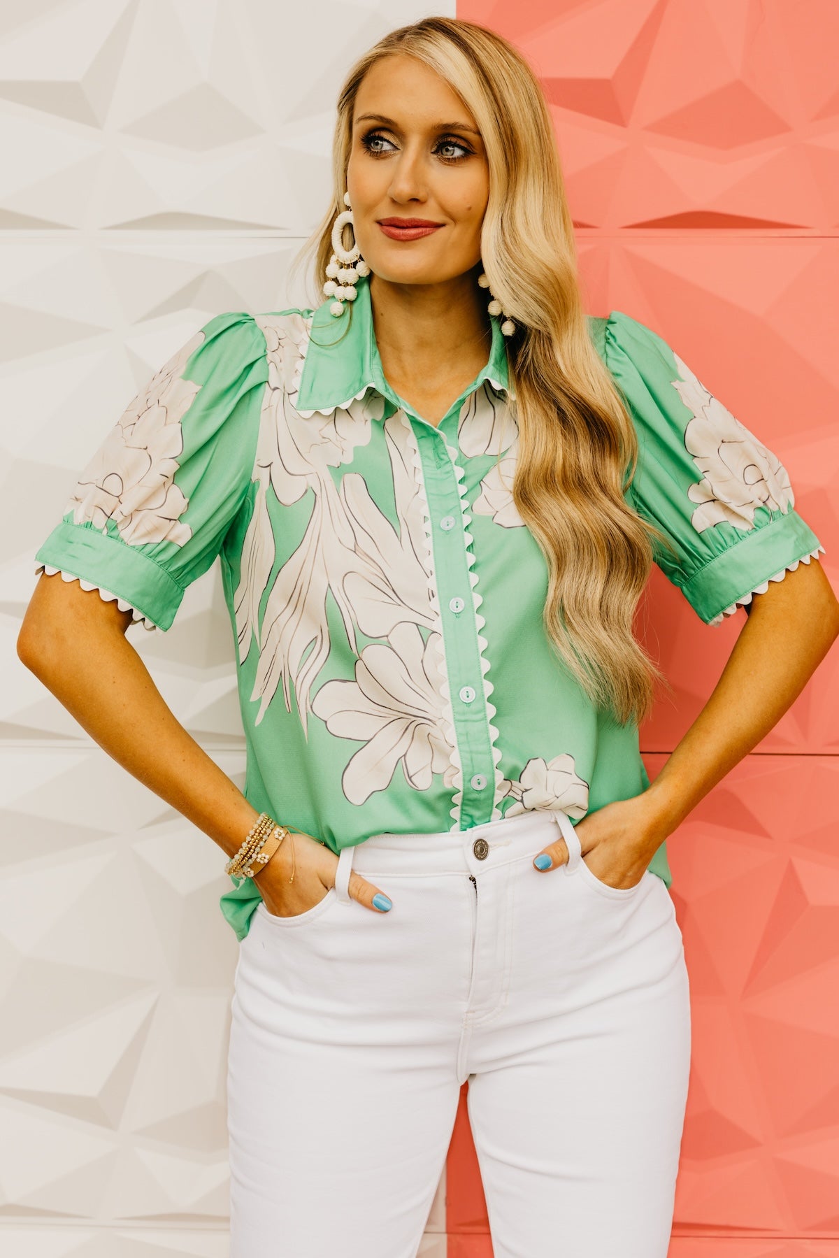 The Luciana Floral Ric Rac Blouse