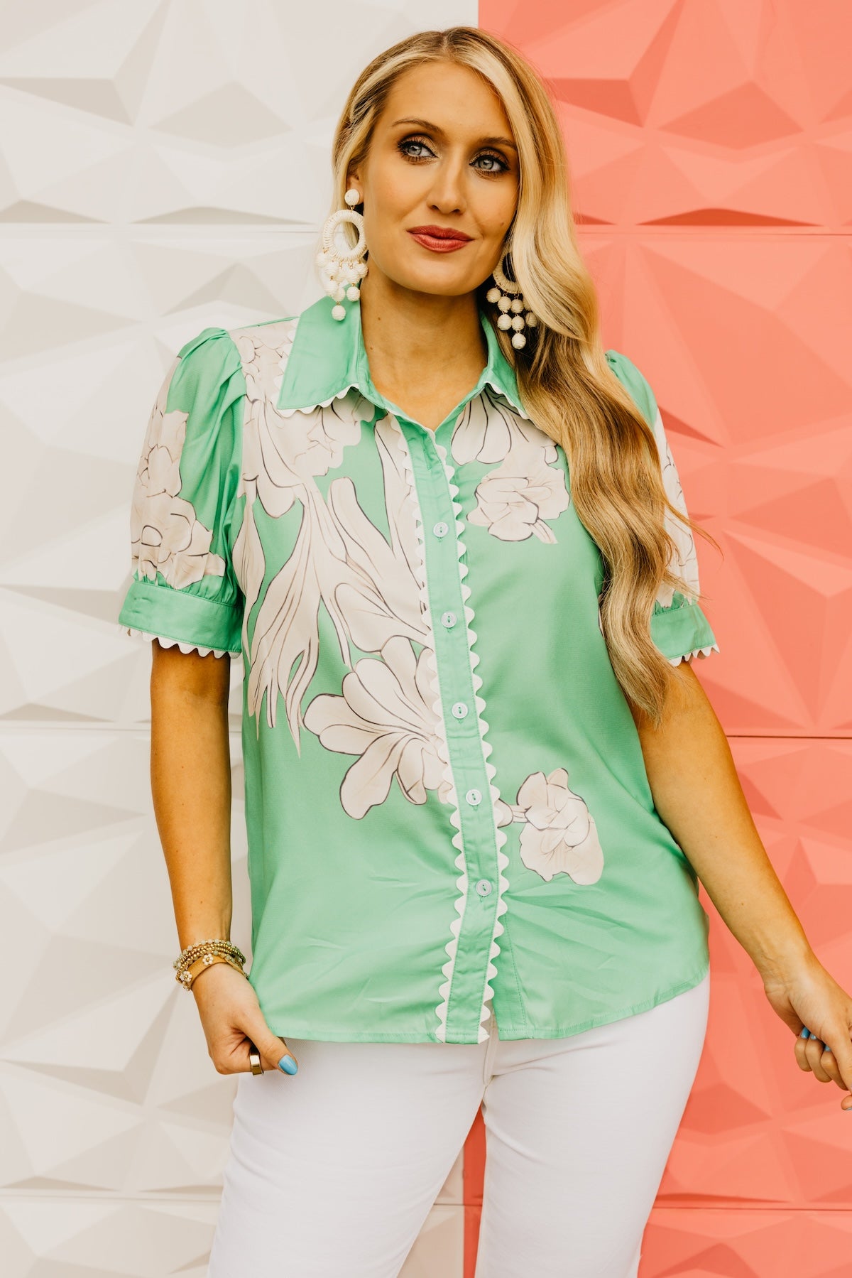 The Luciana Floral Ric Rac Blouse