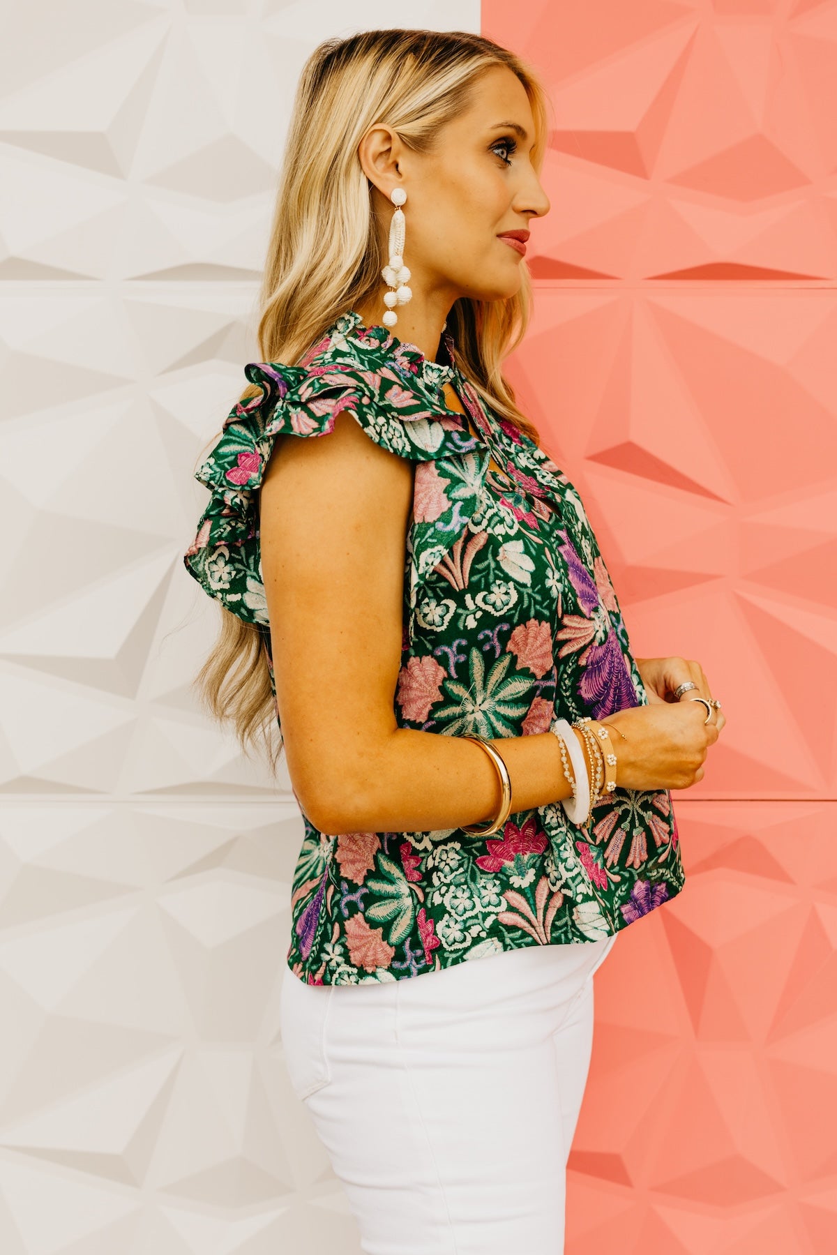 The Anaya Floral Flutter Sleeve Top