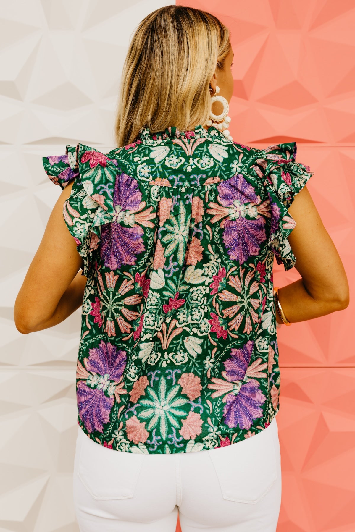 The Anaya Floral Flutter Sleeve Top