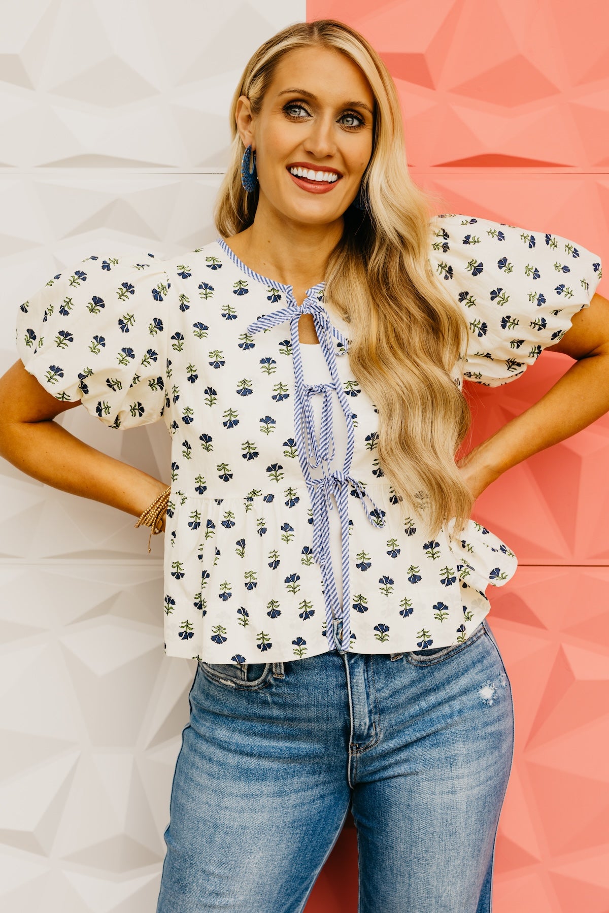 The Finnegan Floral Tie Front Blouse