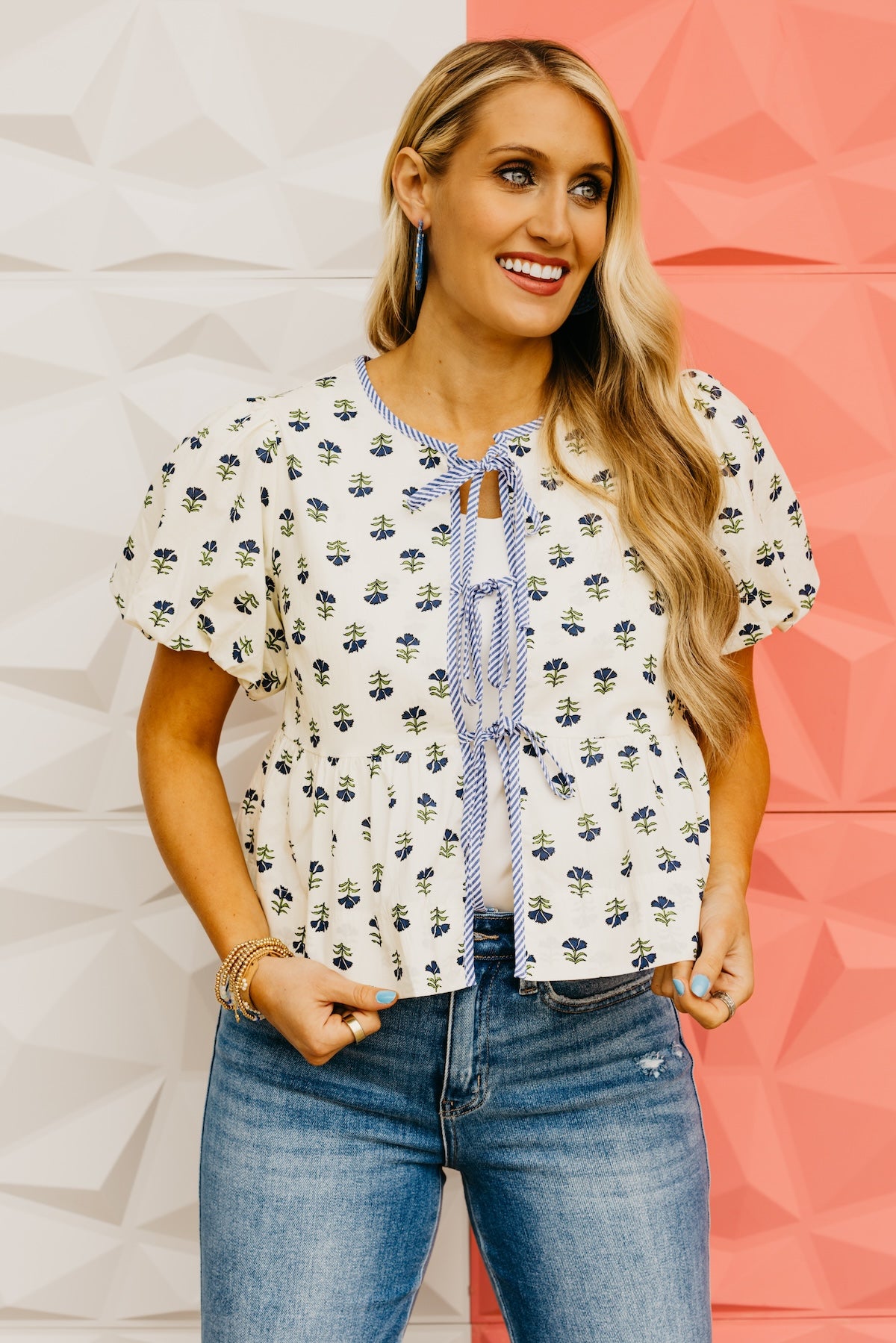 The Finnegan Floral Tie Front Blouse