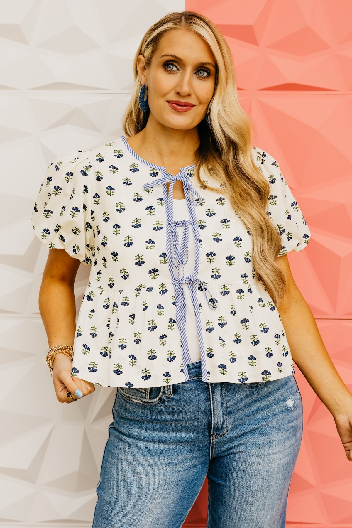 The Finnegan Floral Tie Front Blouse