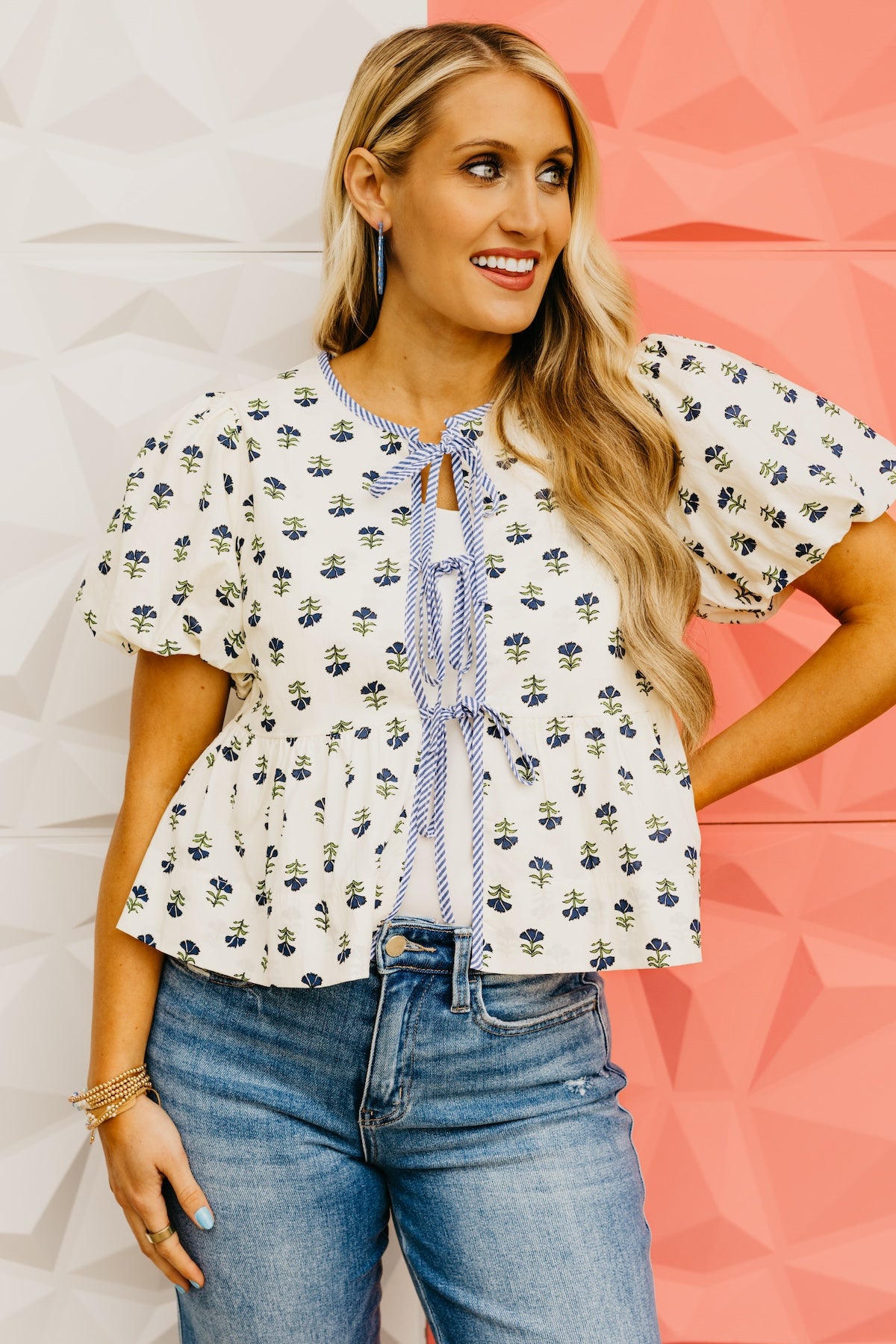The Finnegan Floral Tie Front Blouse