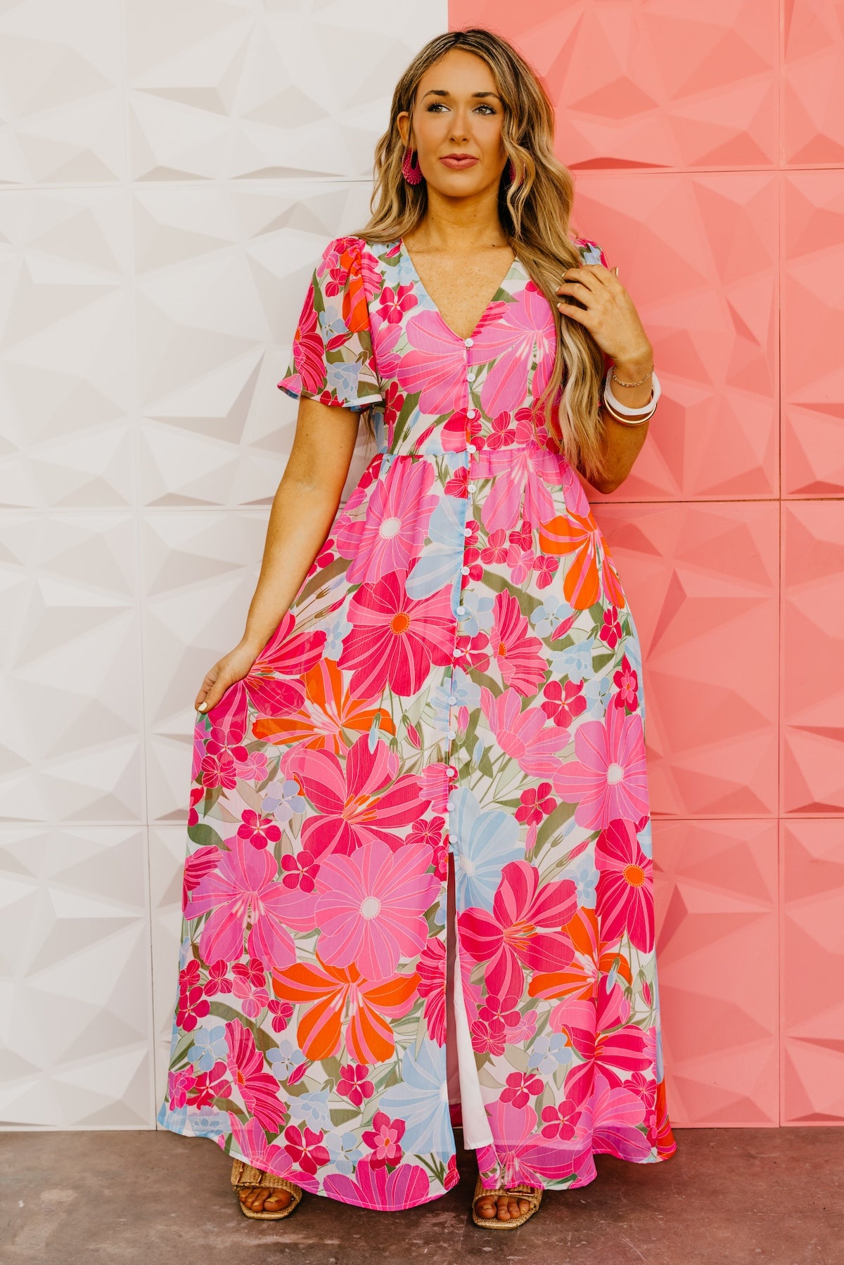 The Emmie Floral Button Front Maxi Dress