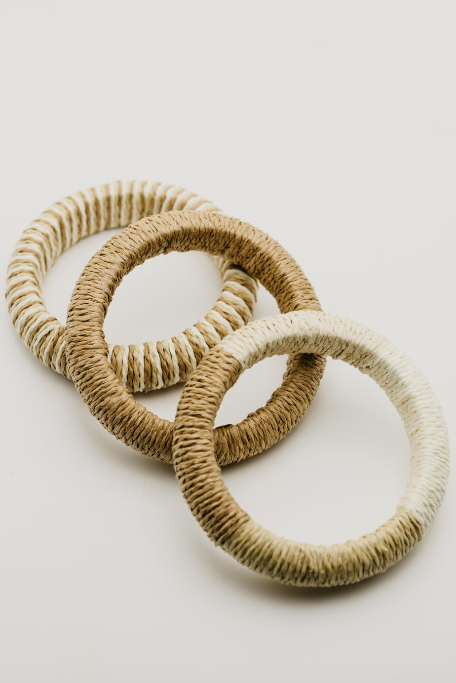 The Reece 3pc Mixed Straw Weave Bangle Bracelet Set