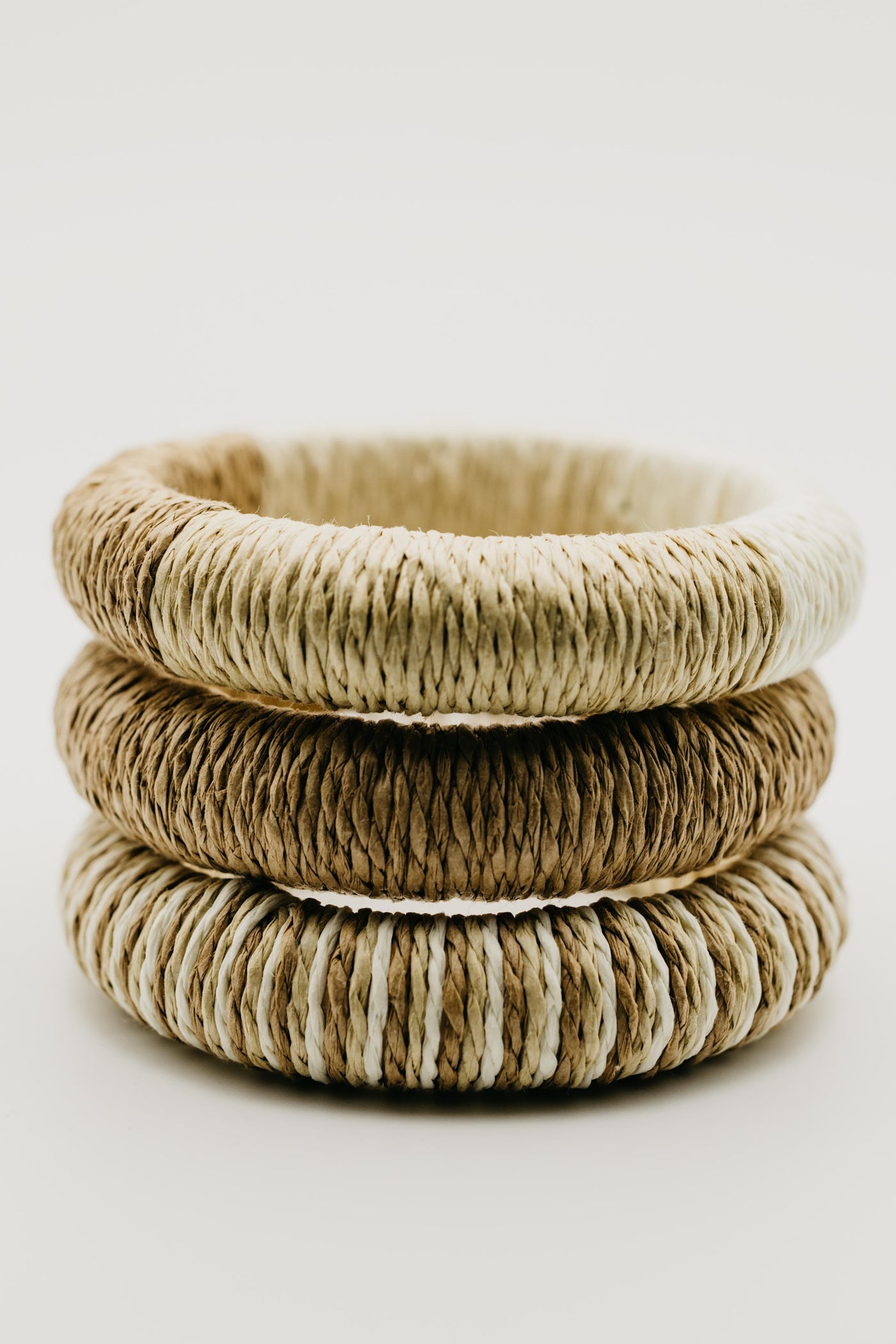 The Reece 3pc Mixed Straw Weave Bangle Bracelet Set