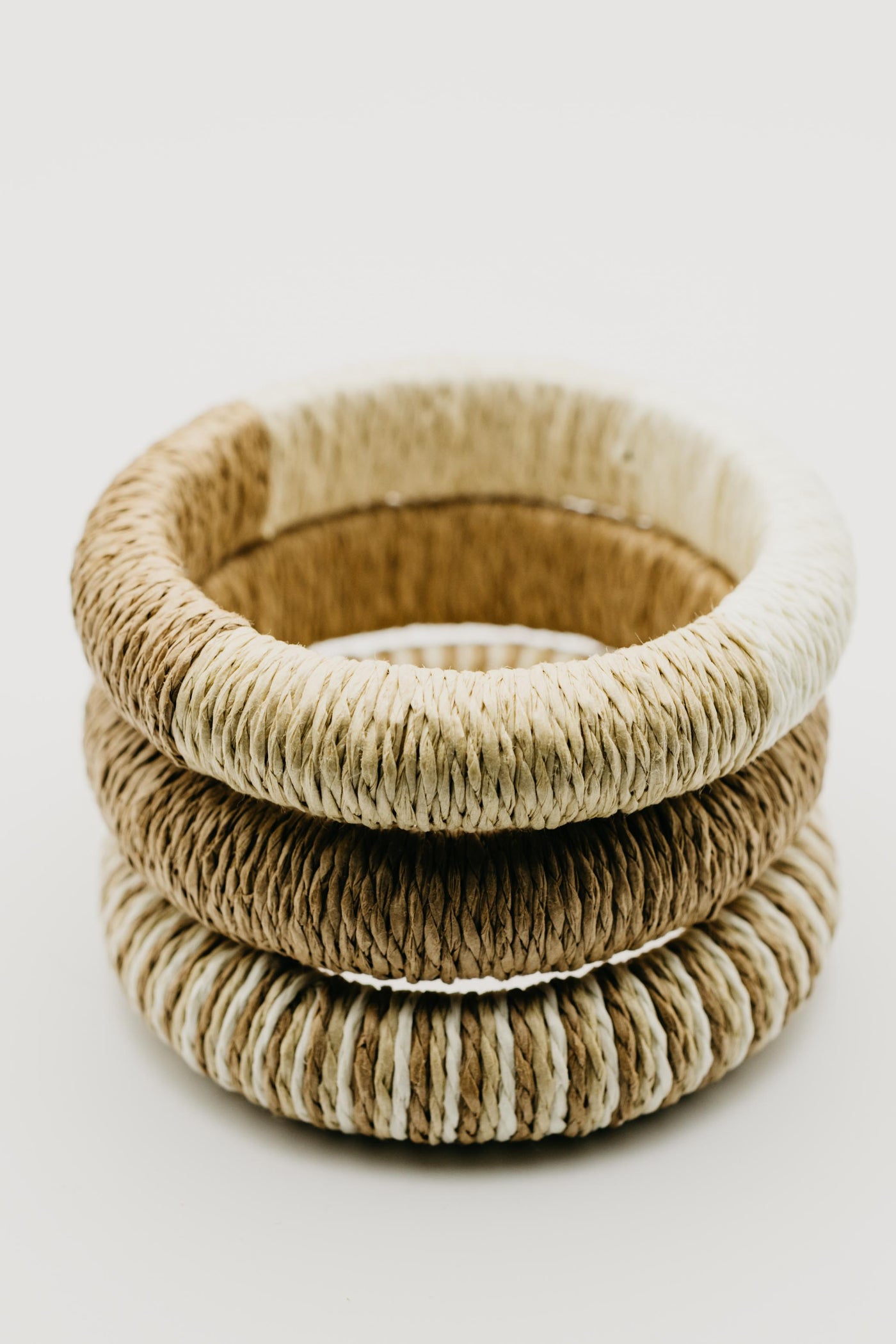 The Reece 3pc Mixed Straw Weave Bangle Bracelet Set