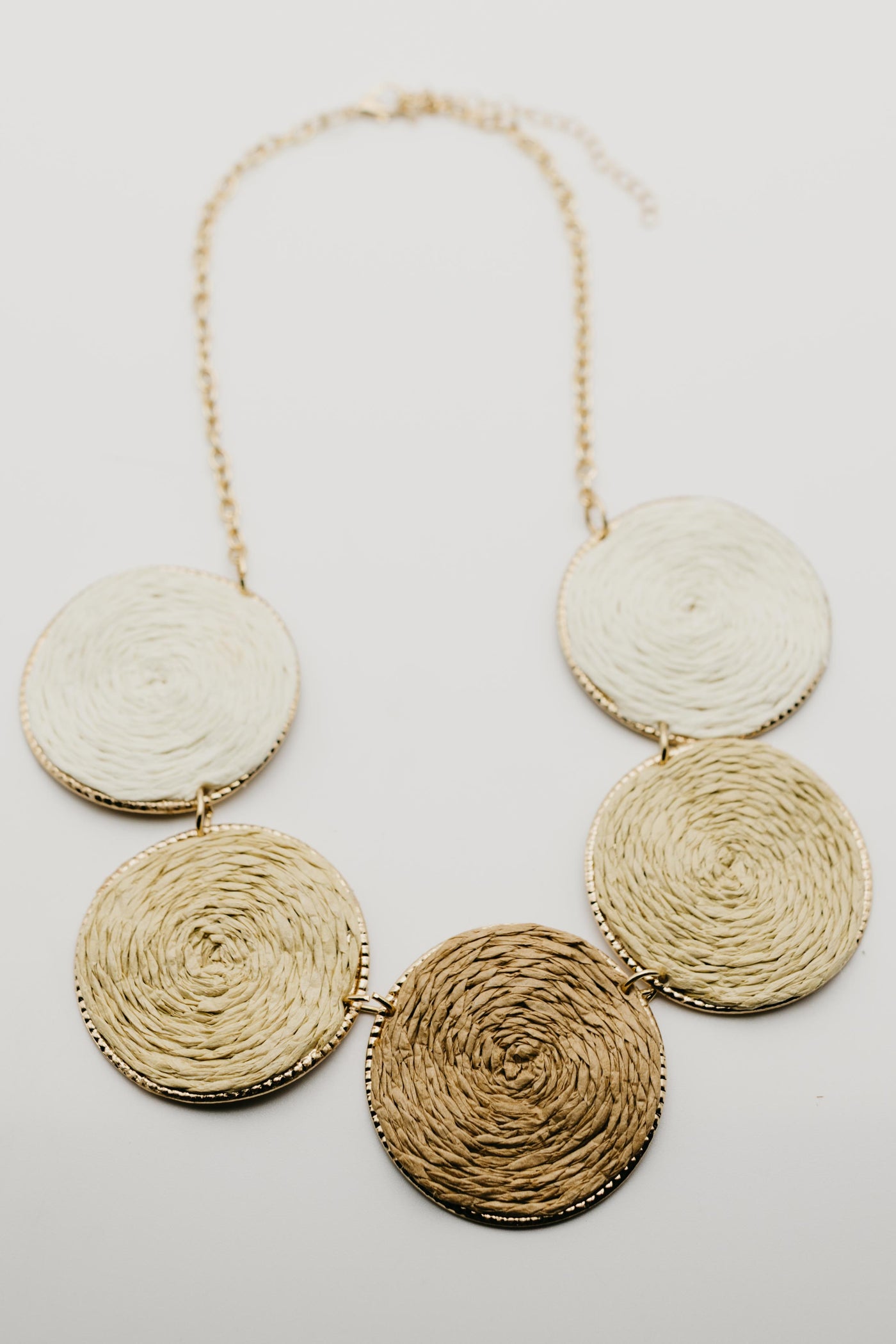 The Taylor 3 Tone Straw Discs Statement Chain Necklace