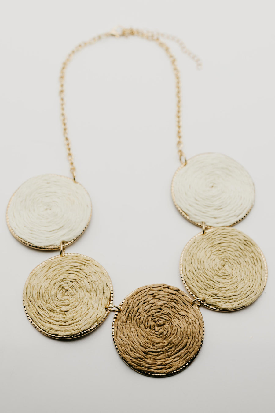 The Taylor 3 Tone Straw Discs Statement Chain Necklace