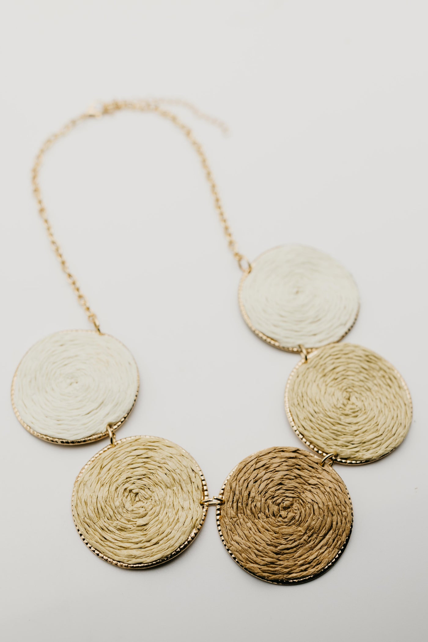The Taylor 3 Tone Straw Discs Statement Chain Necklace
