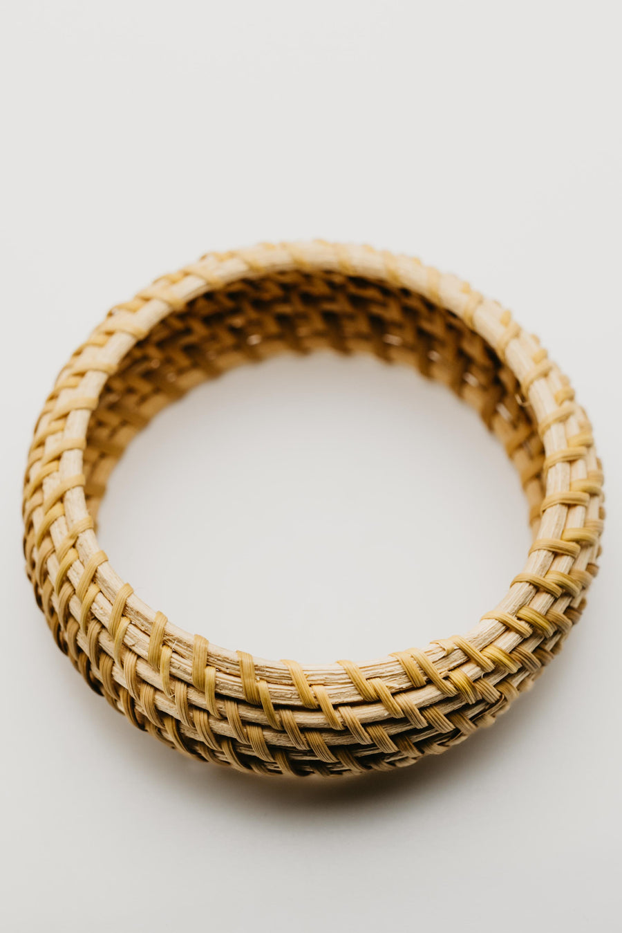 The Roan Wide Straw Weave Basket Bangle Bracelet