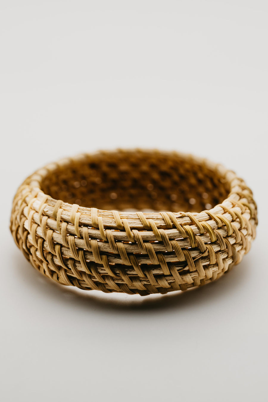 The Roan Wide Straw Weave Basket Bangle Bracelet
