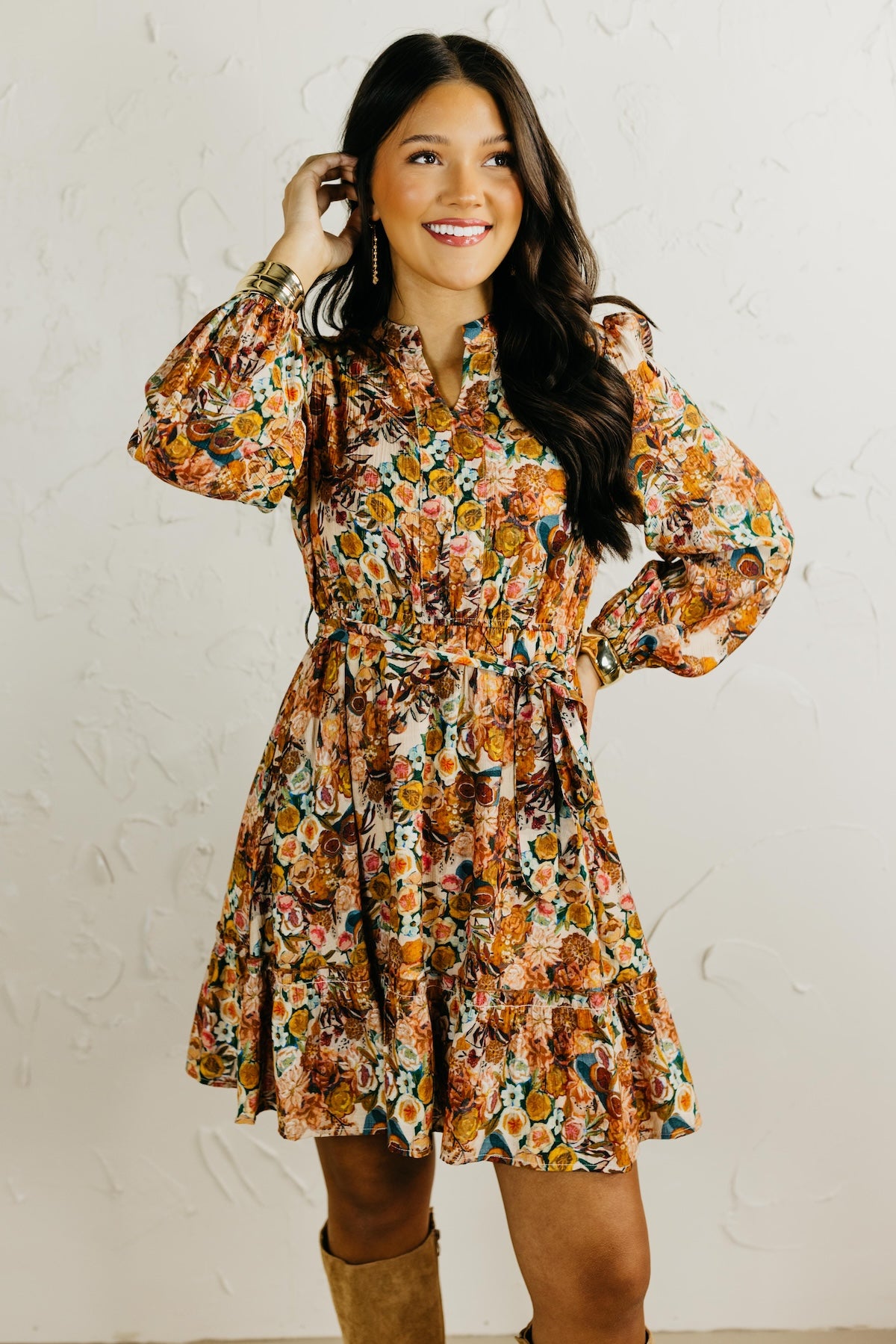 The Angie Floral Print Belted Dress
