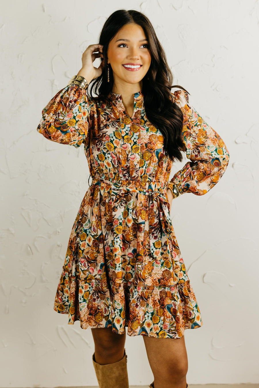 The Angie Floral Print Belted Dress