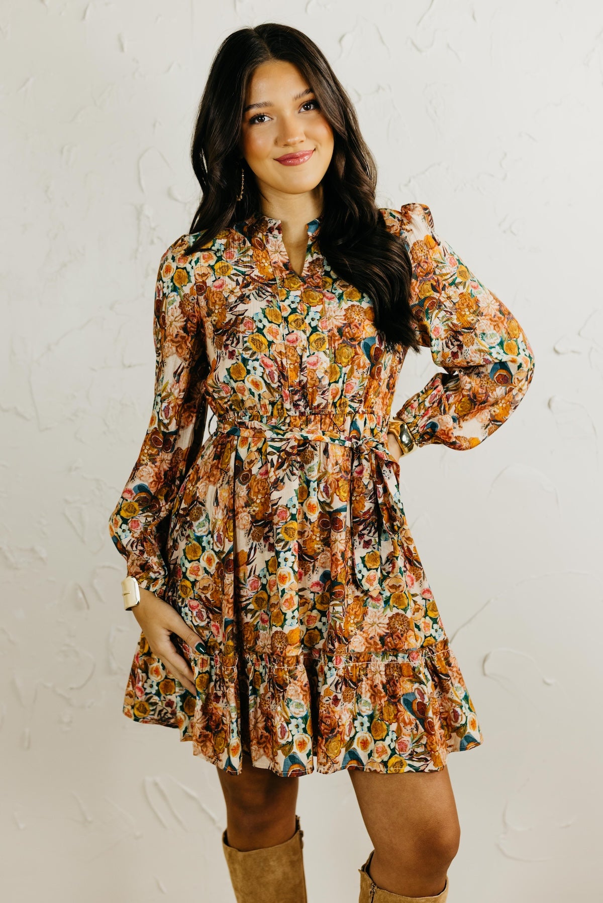 The Angie Floral Print Belted Dress