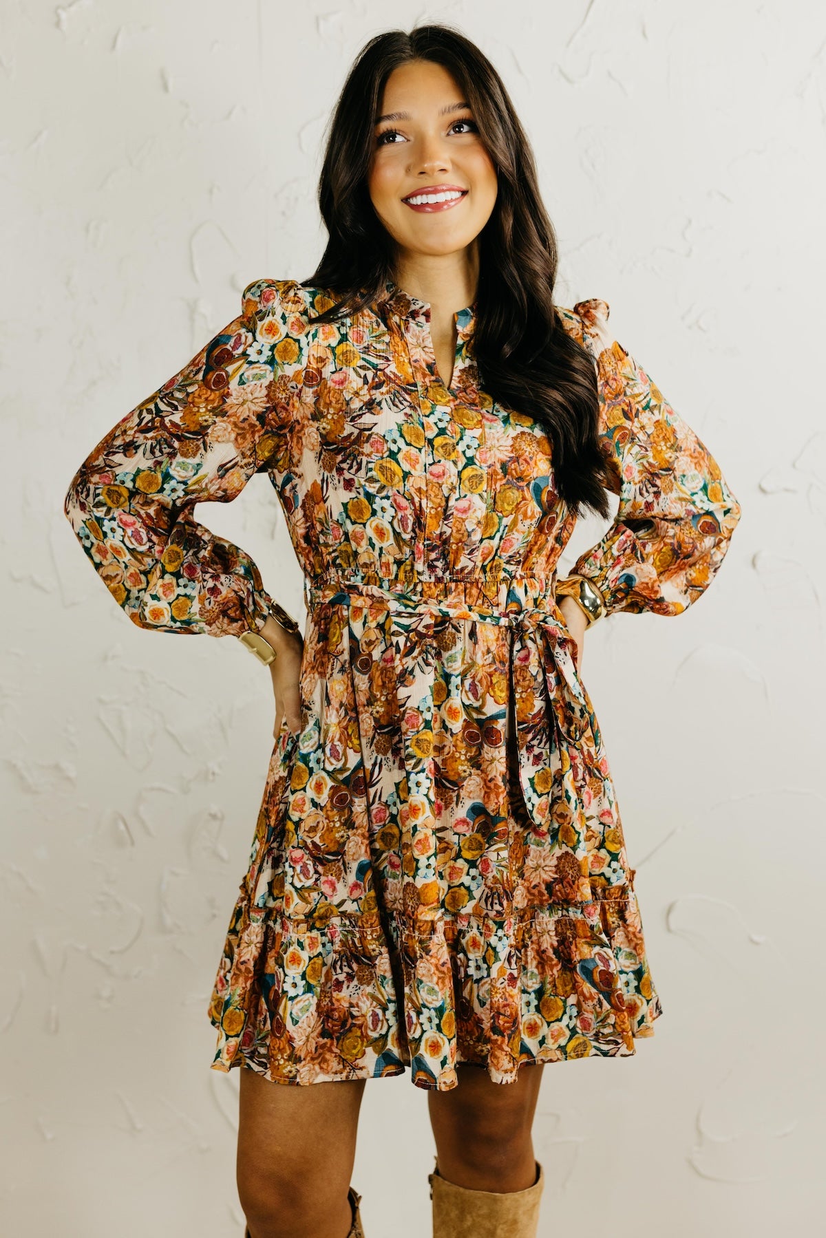 The Angie Floral Print Belted Dress