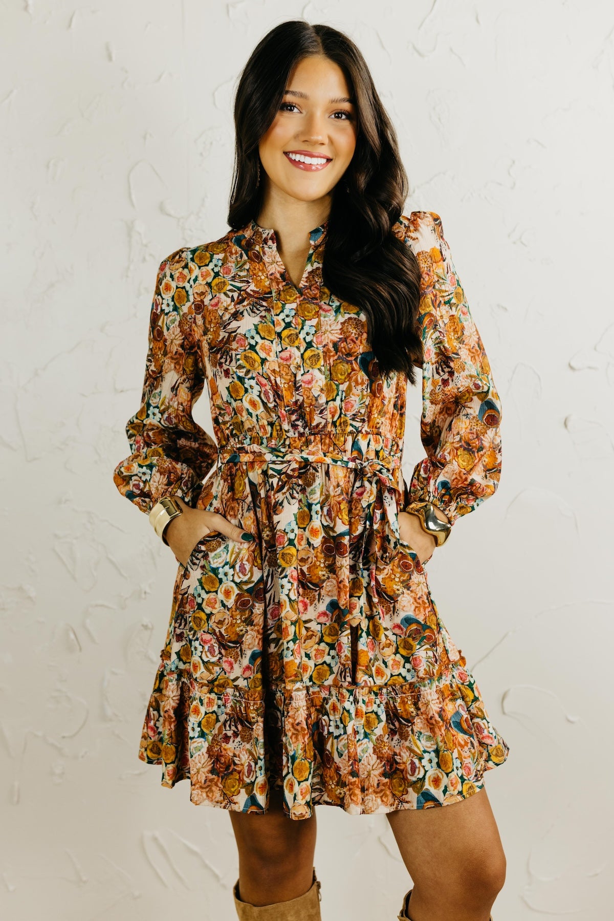 The Angie Floral Print Belted Dress
