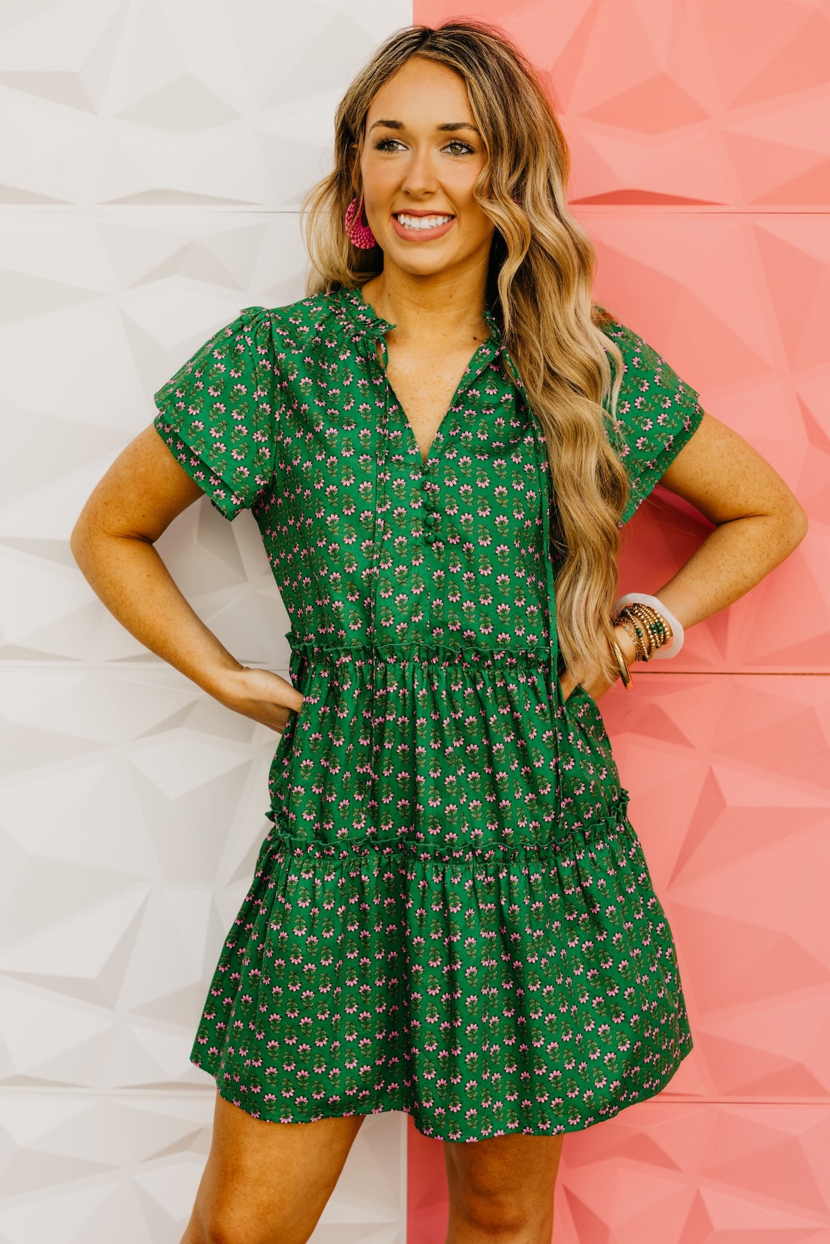 The Katie Floral Empire Tiered Mini Dress