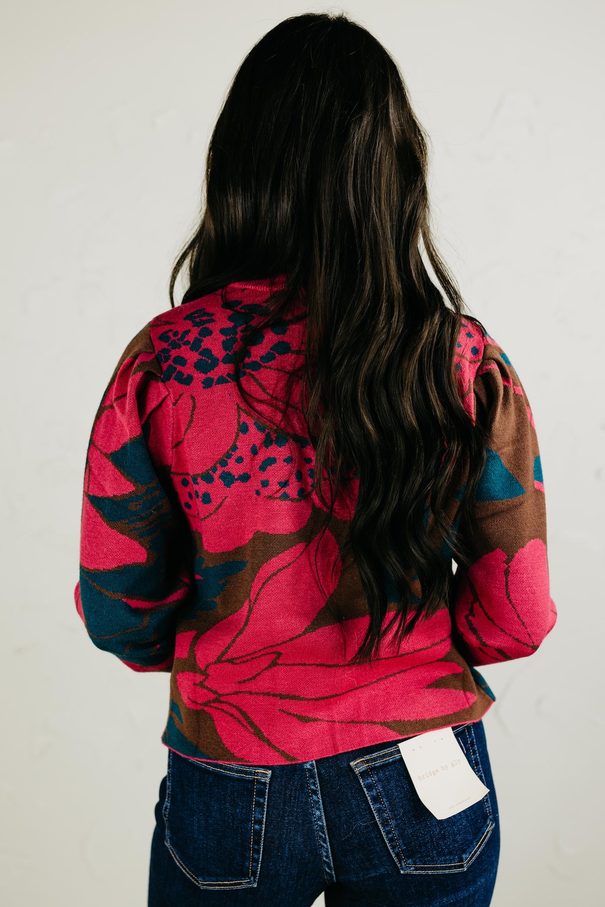 The Zinnia Floral Gathered Shoulder Sweater