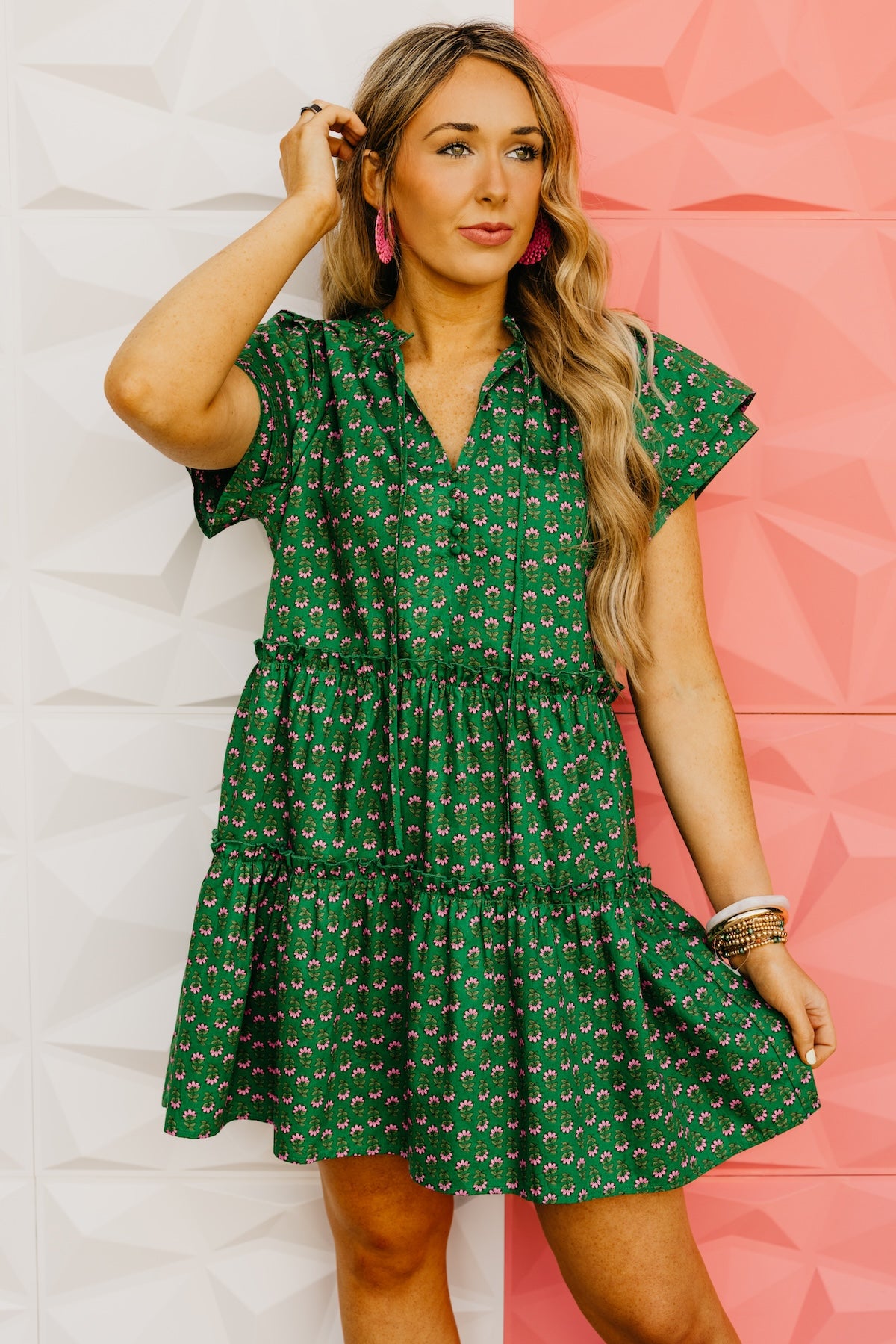 The Katie Floral Empire Tiered Mini Dress