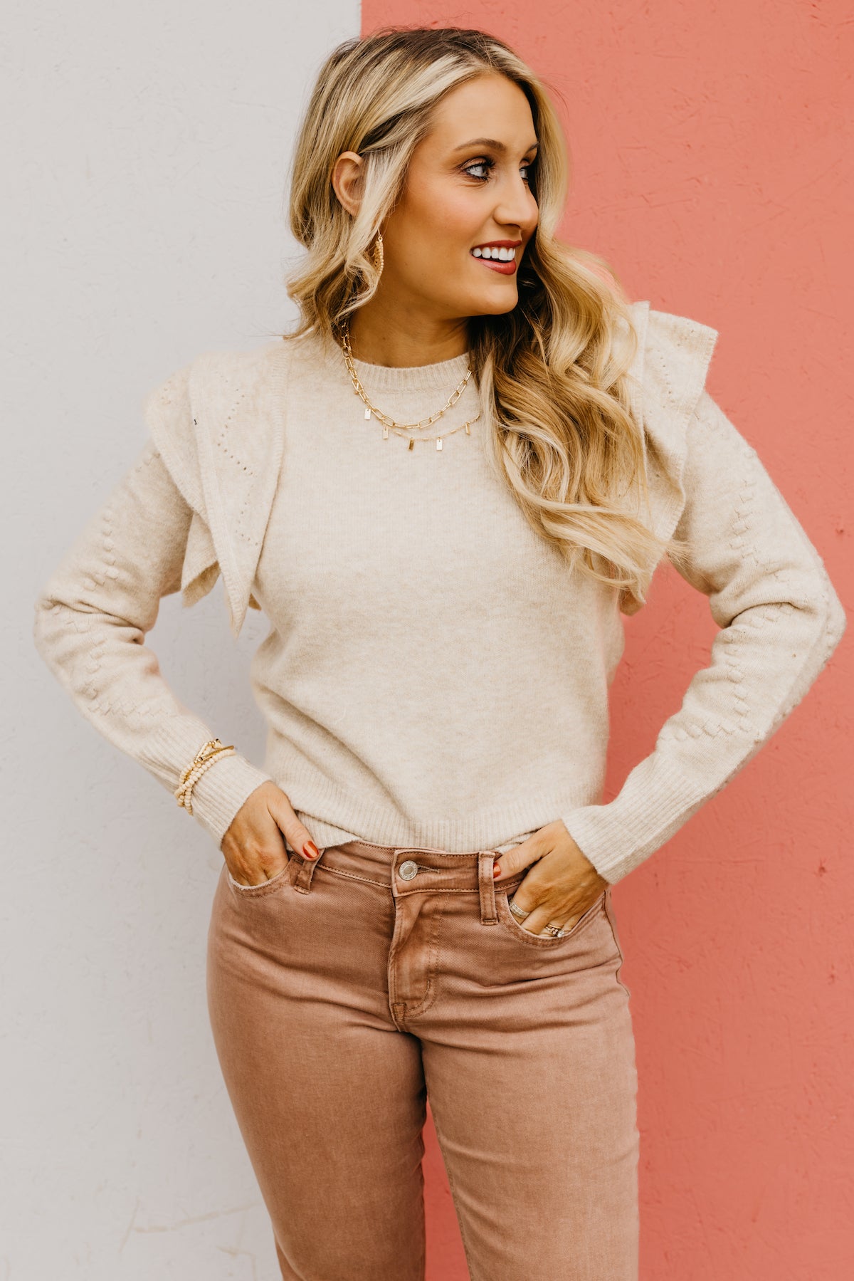 The Bria Pom Flutter Sleeve Sweater