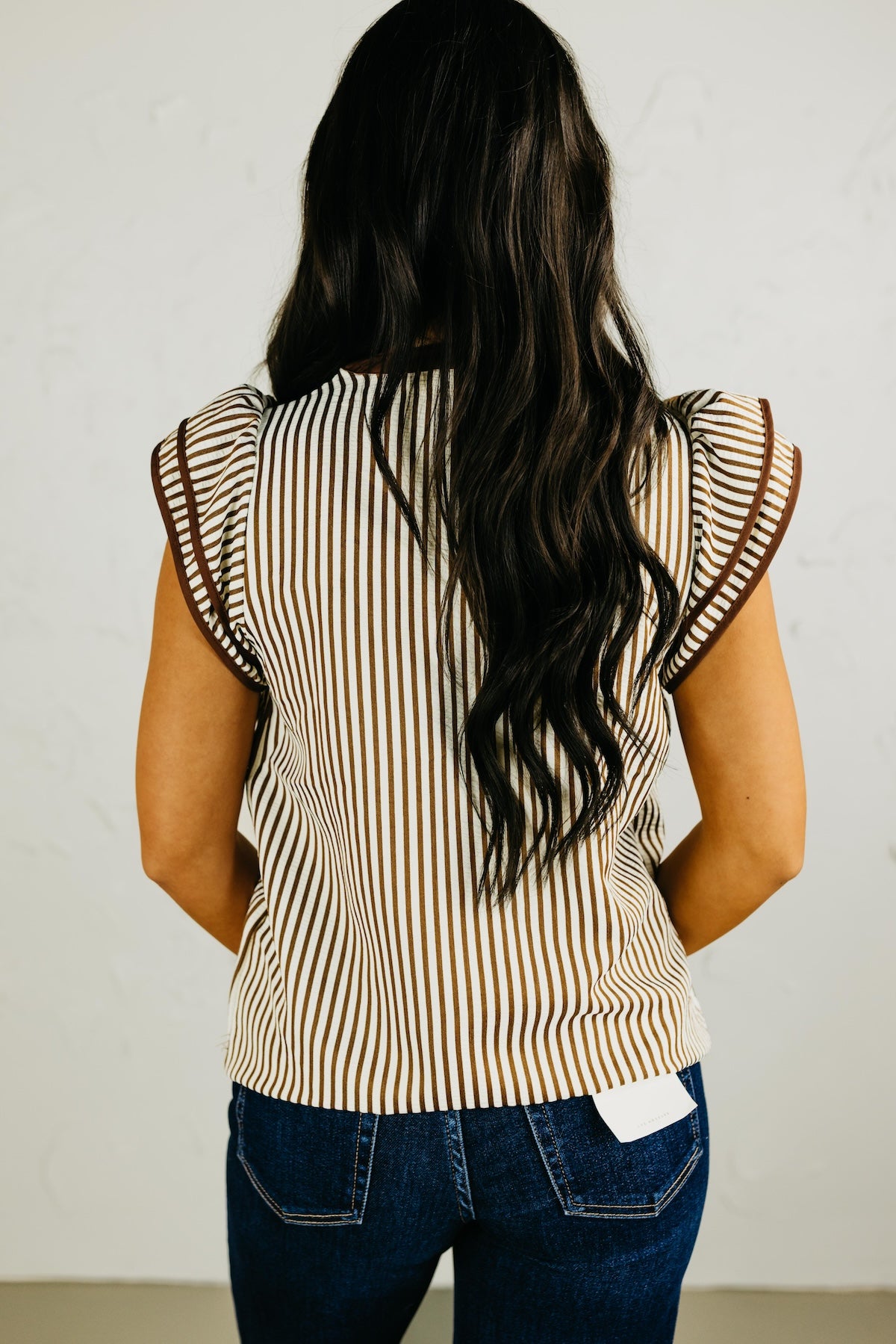 The Jack Striped Flutter Sleeve Top